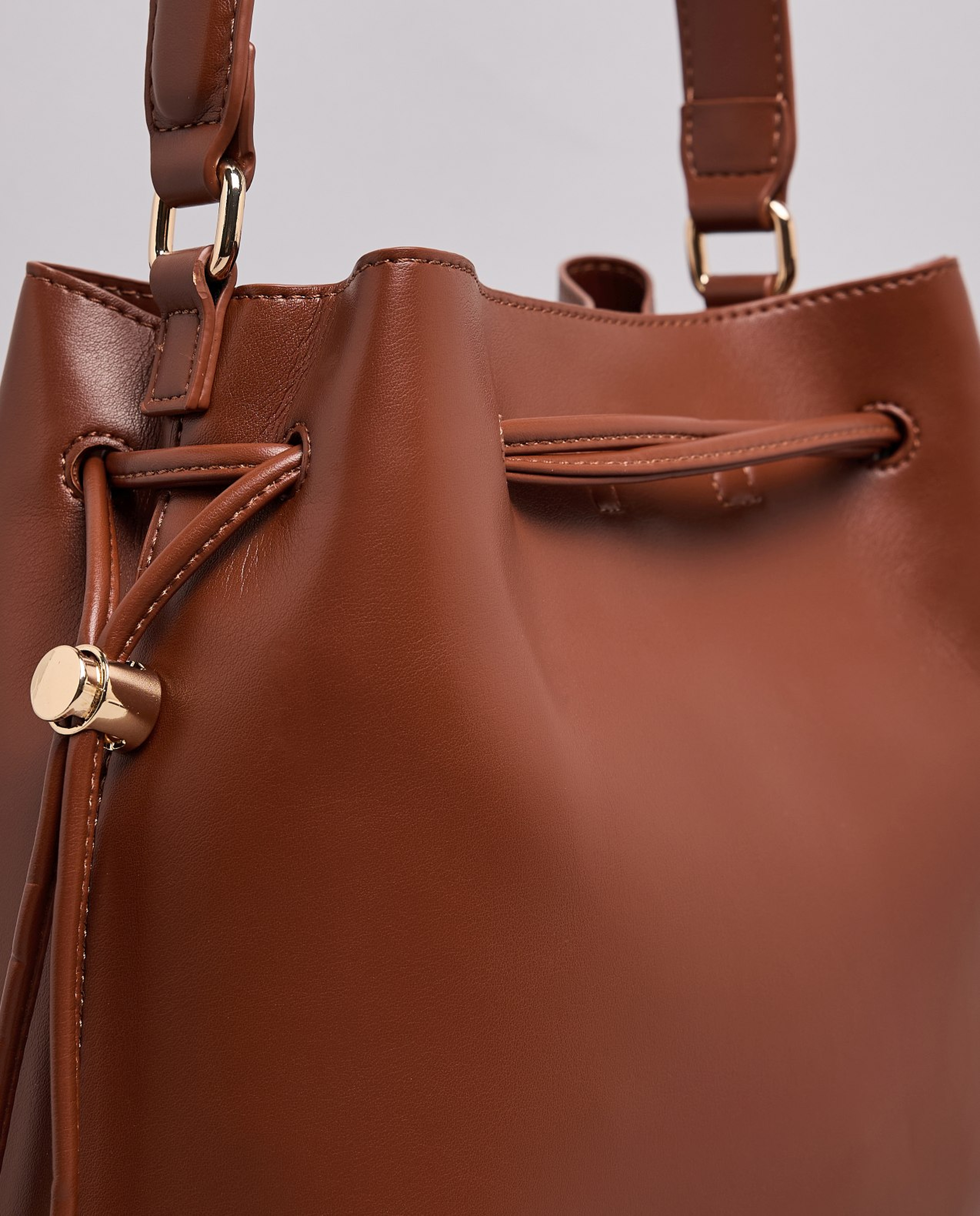 Solid Bucket Bag with Pouch