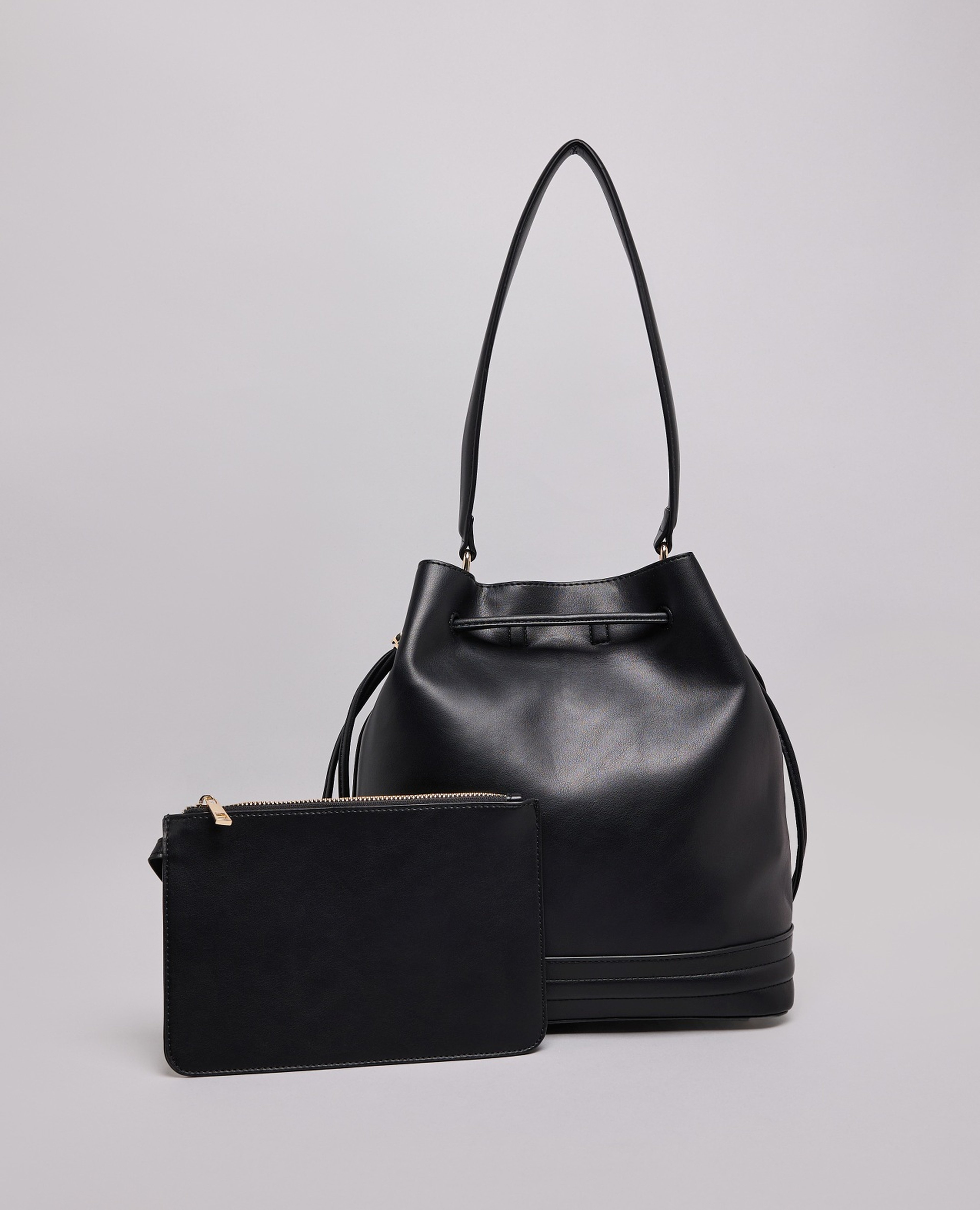 Solid Bucket Bag with Pouch