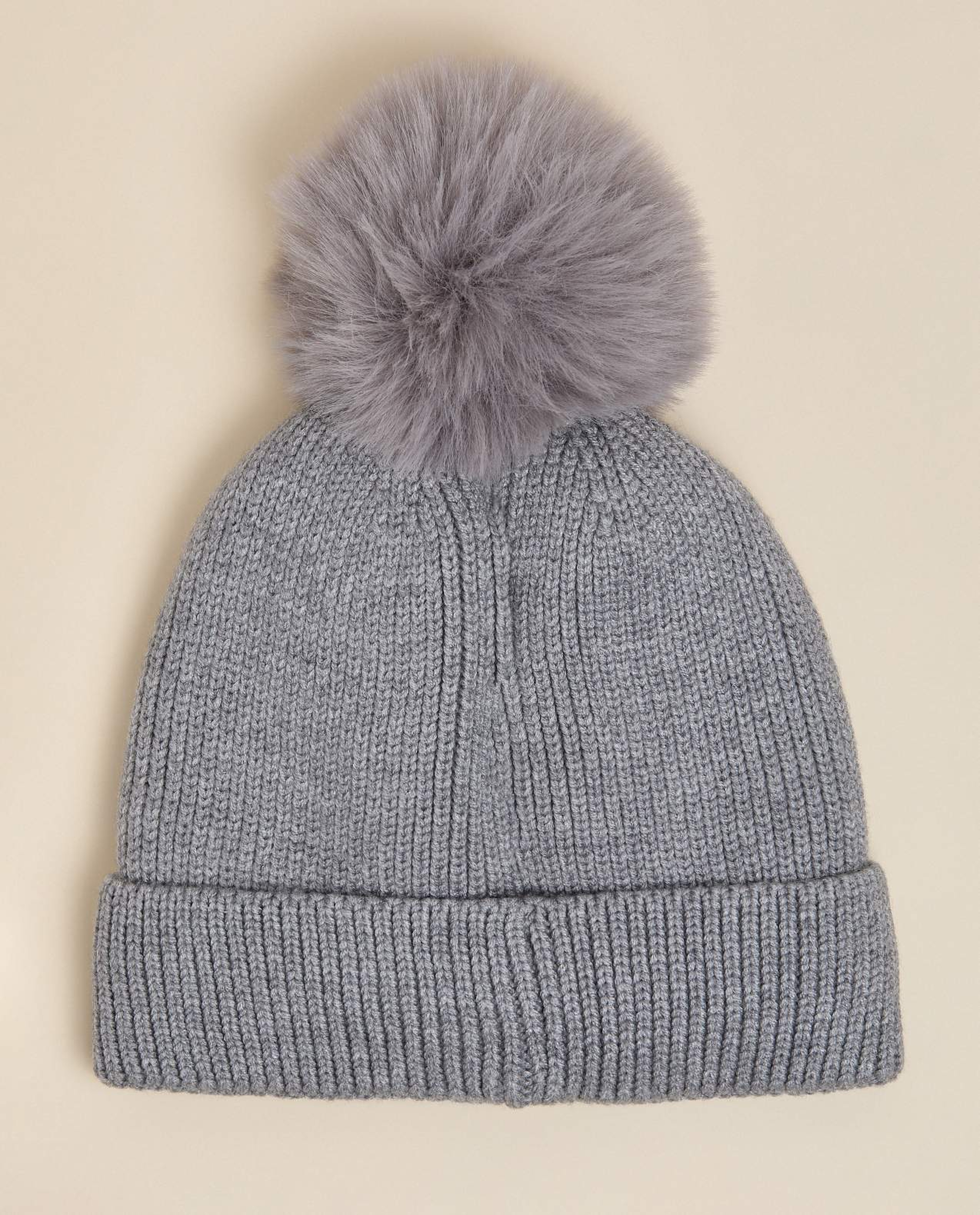 Color Block Beanie with Pom-Pom
