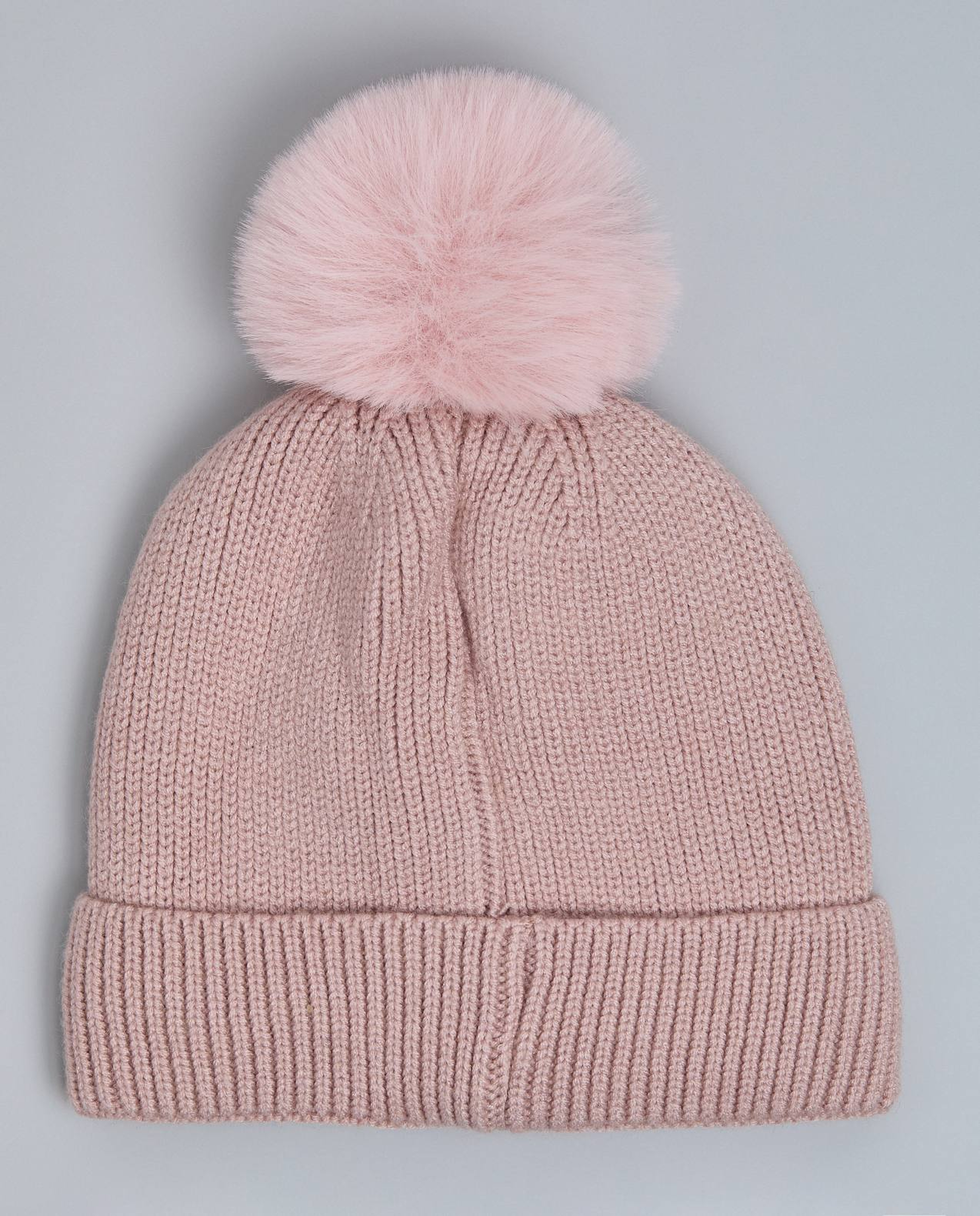 Color Block Beanie with Pom-Pom