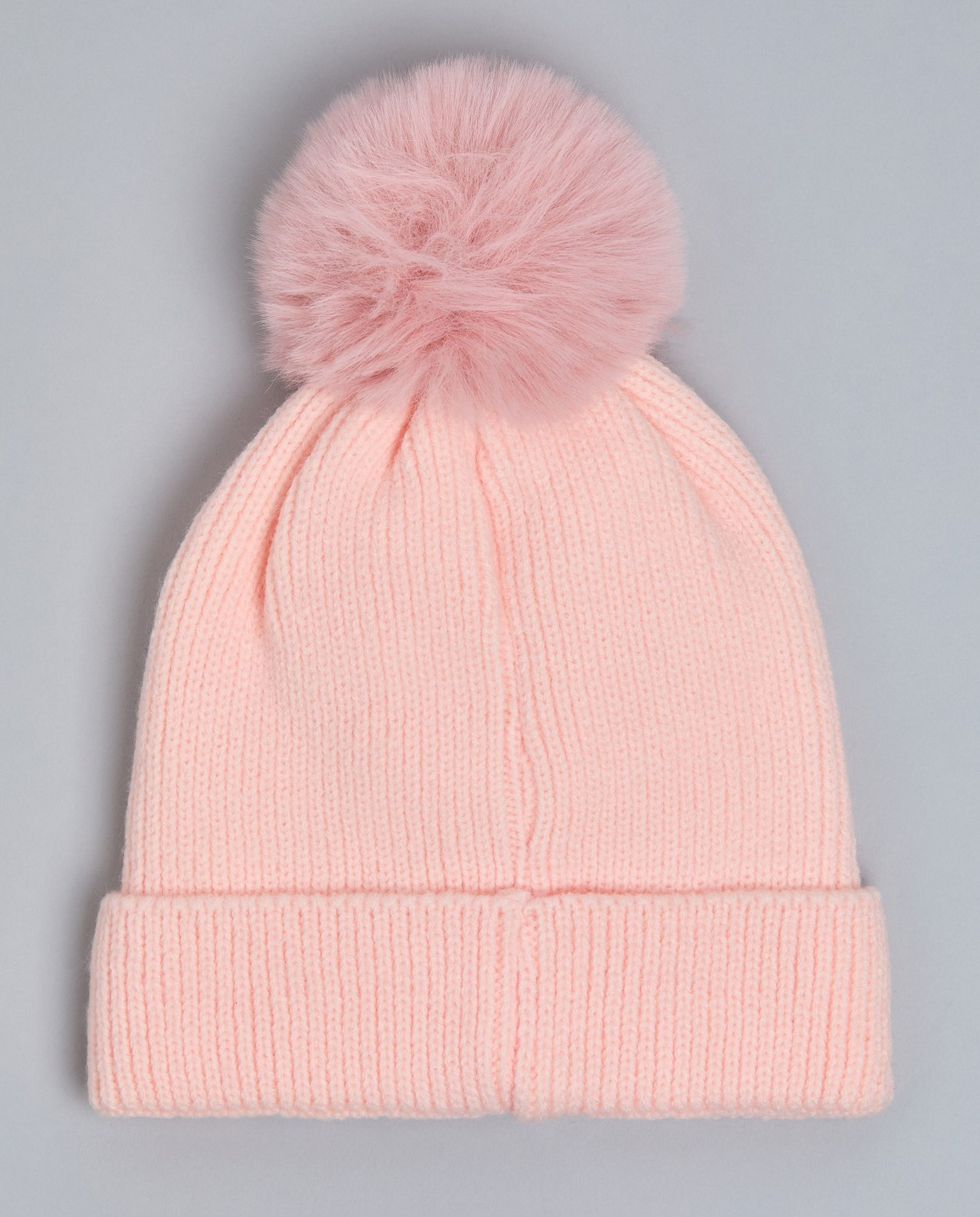 Embroidered Beanie with Pom-Pom