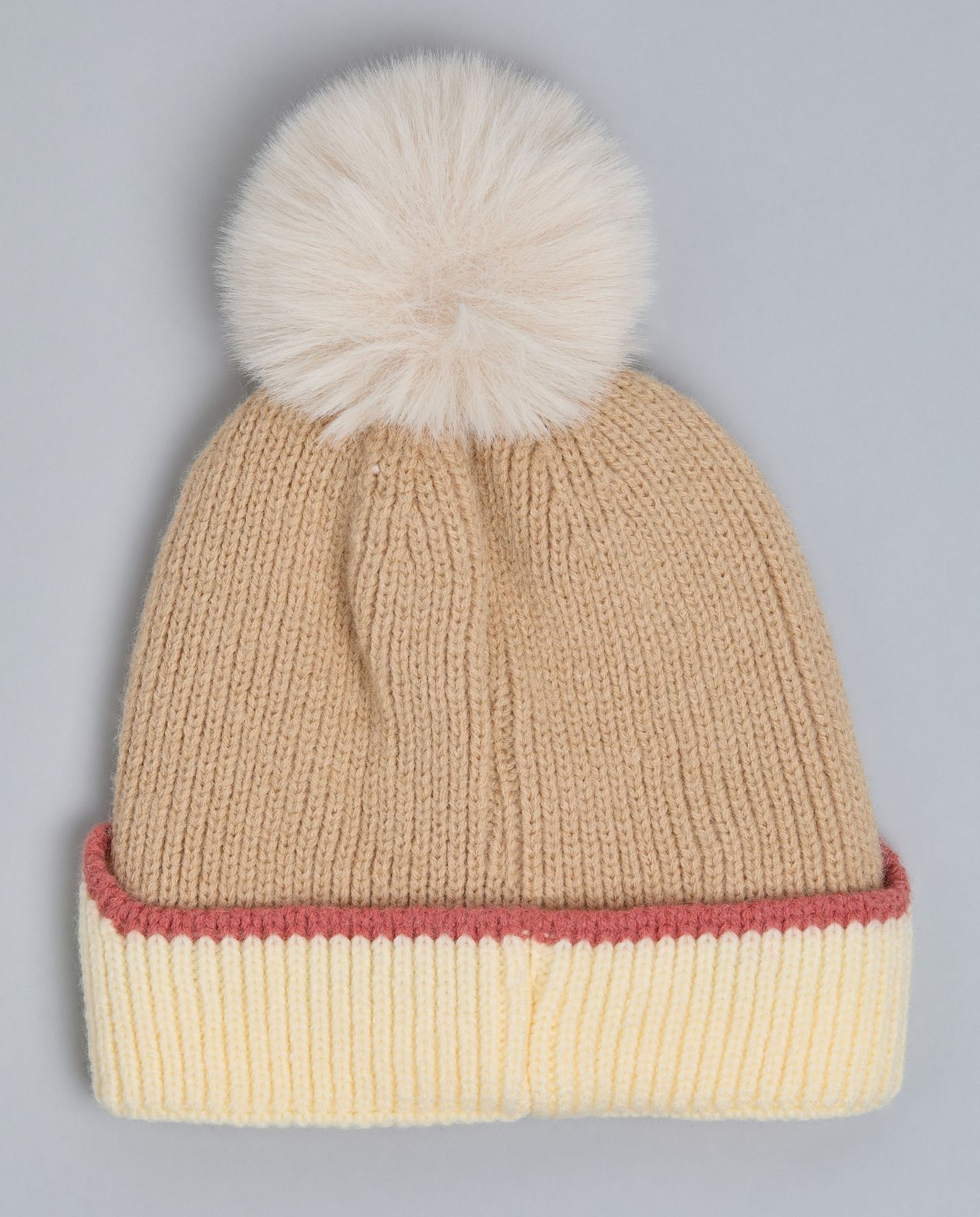 Patterned Beanie with Pom-Pom