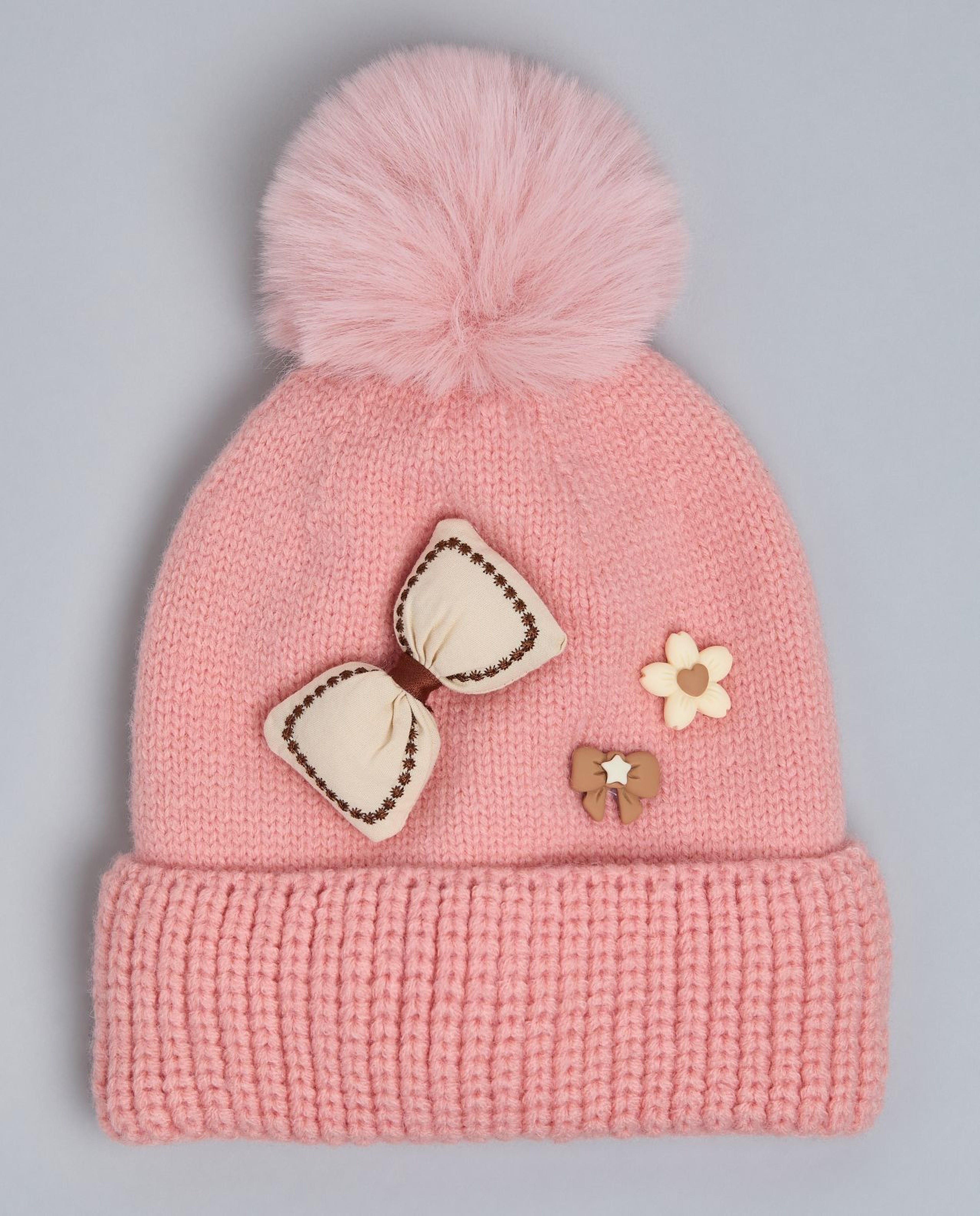 Appliqued Beanie with Pom-Pom