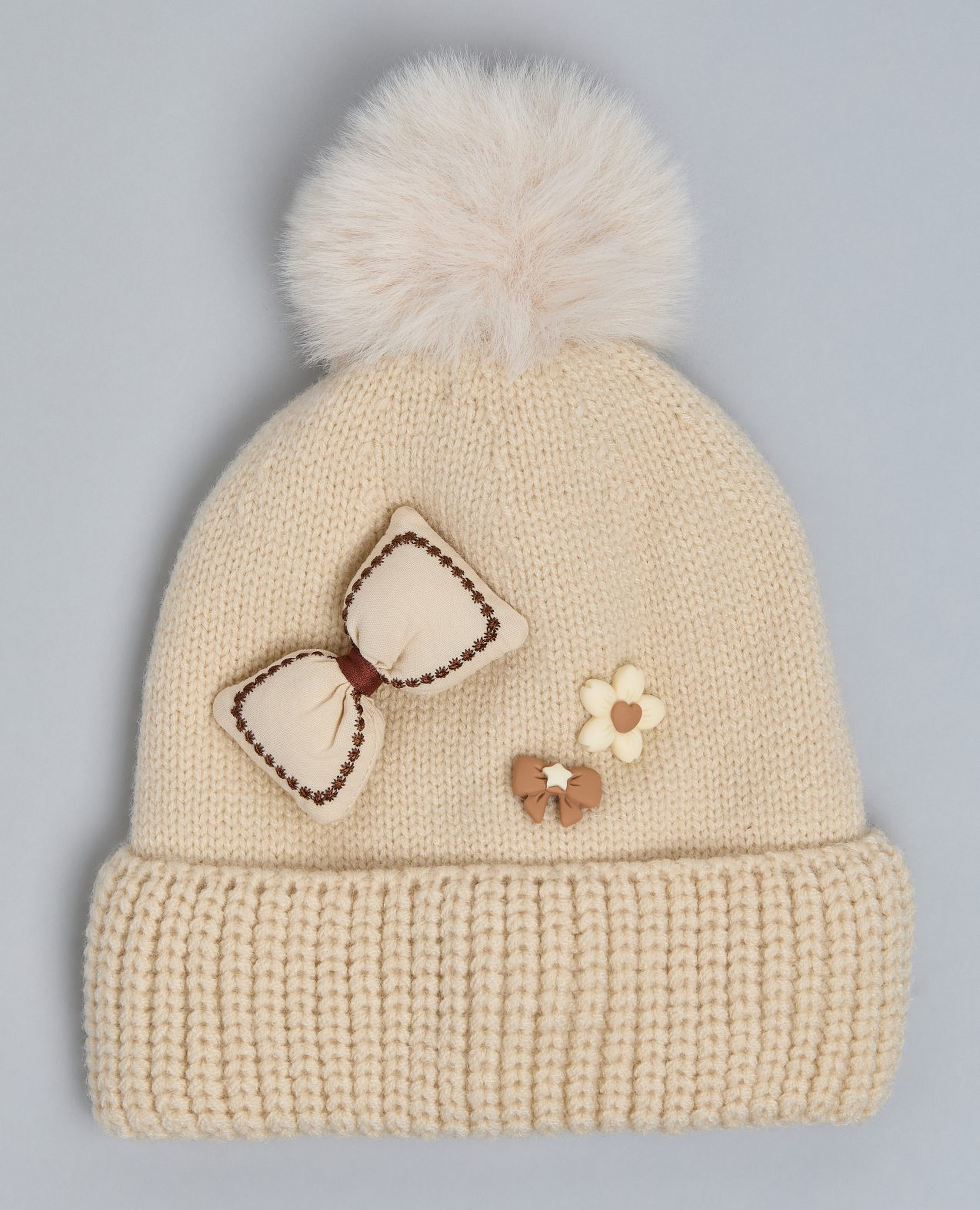 Appliqued Beanie with Pom-Pom