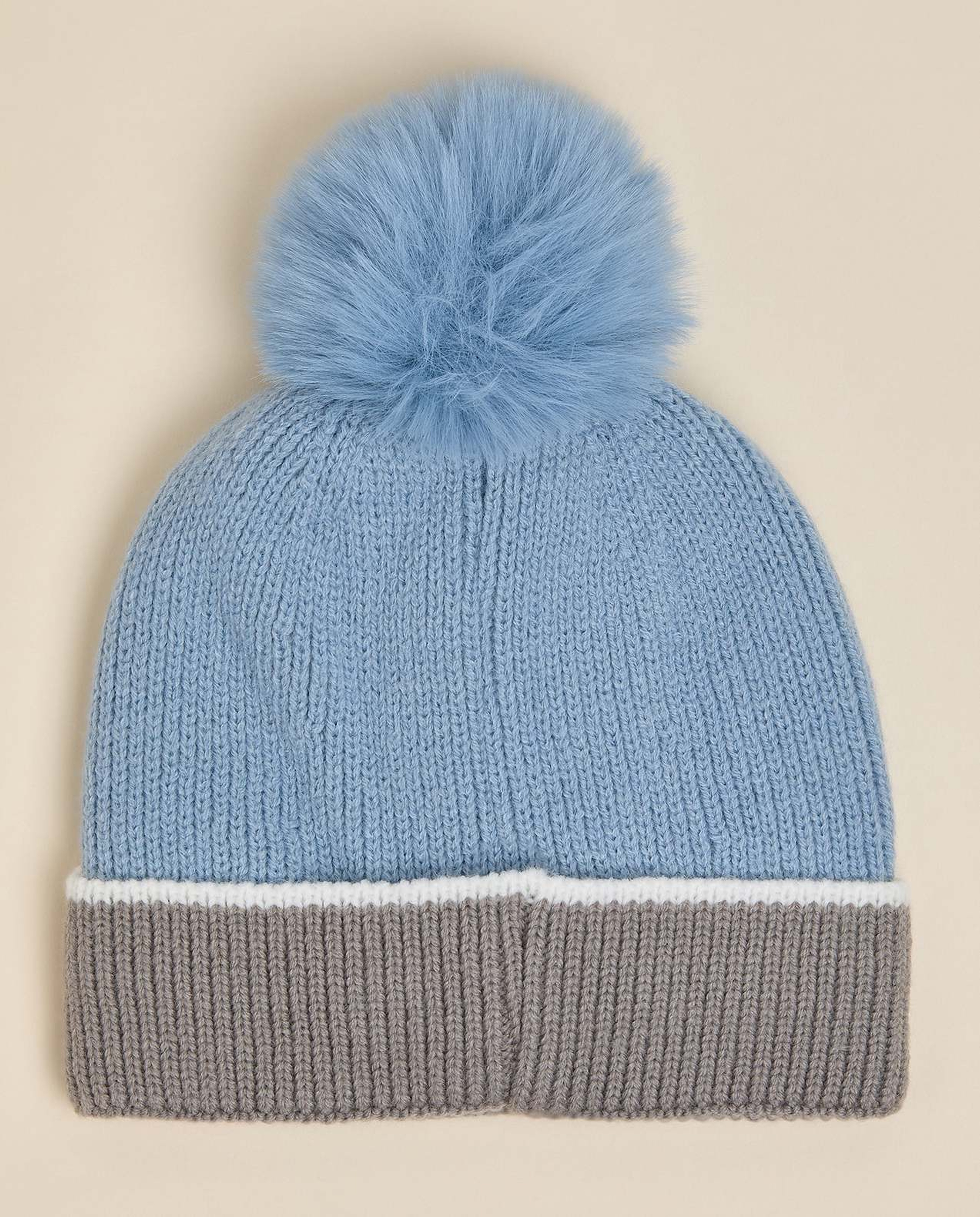 Patterned Beanie with Pom-Pom