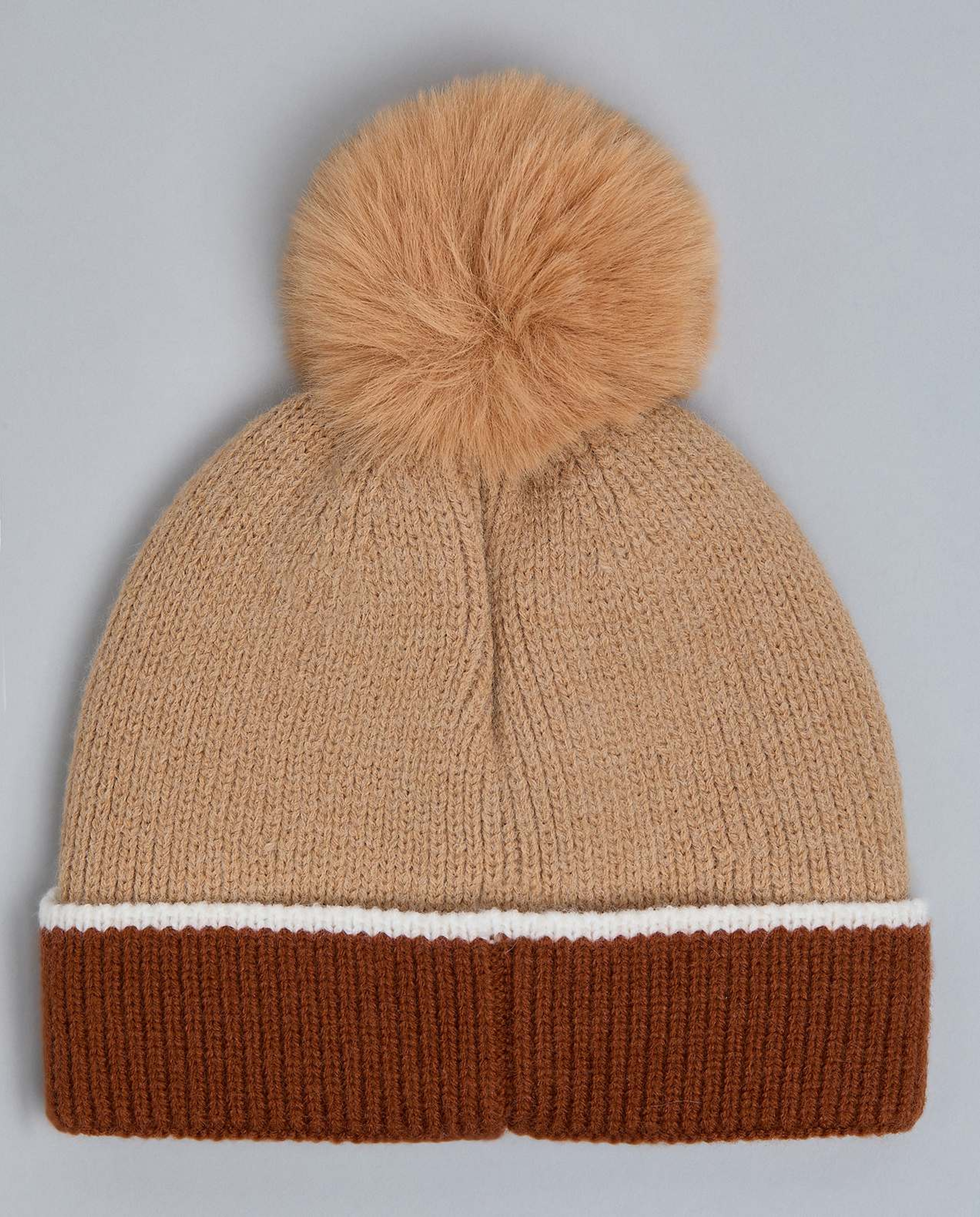 Patterned Beanie with Pom-Pom
