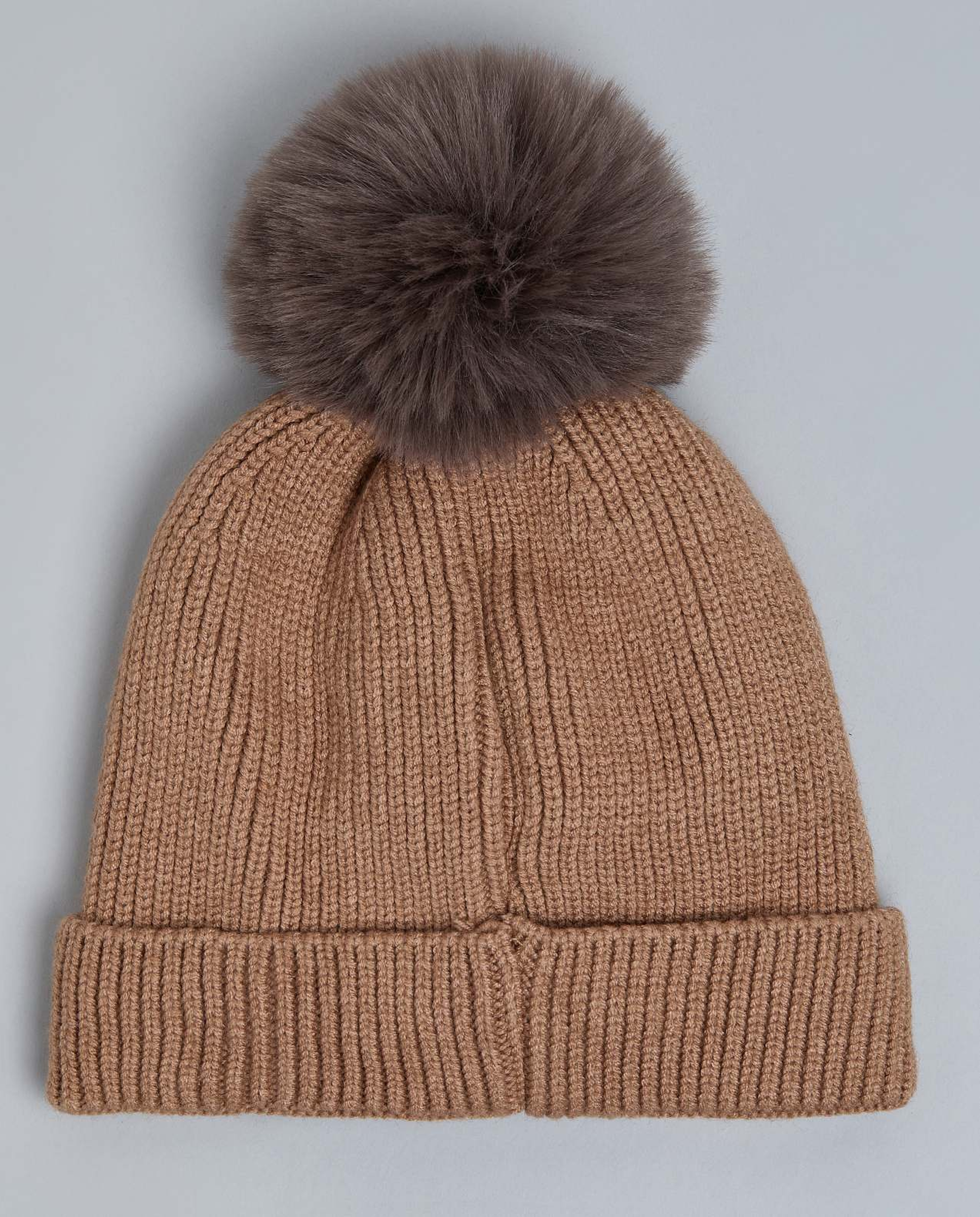 Patterned Beanie with Pom-Pom