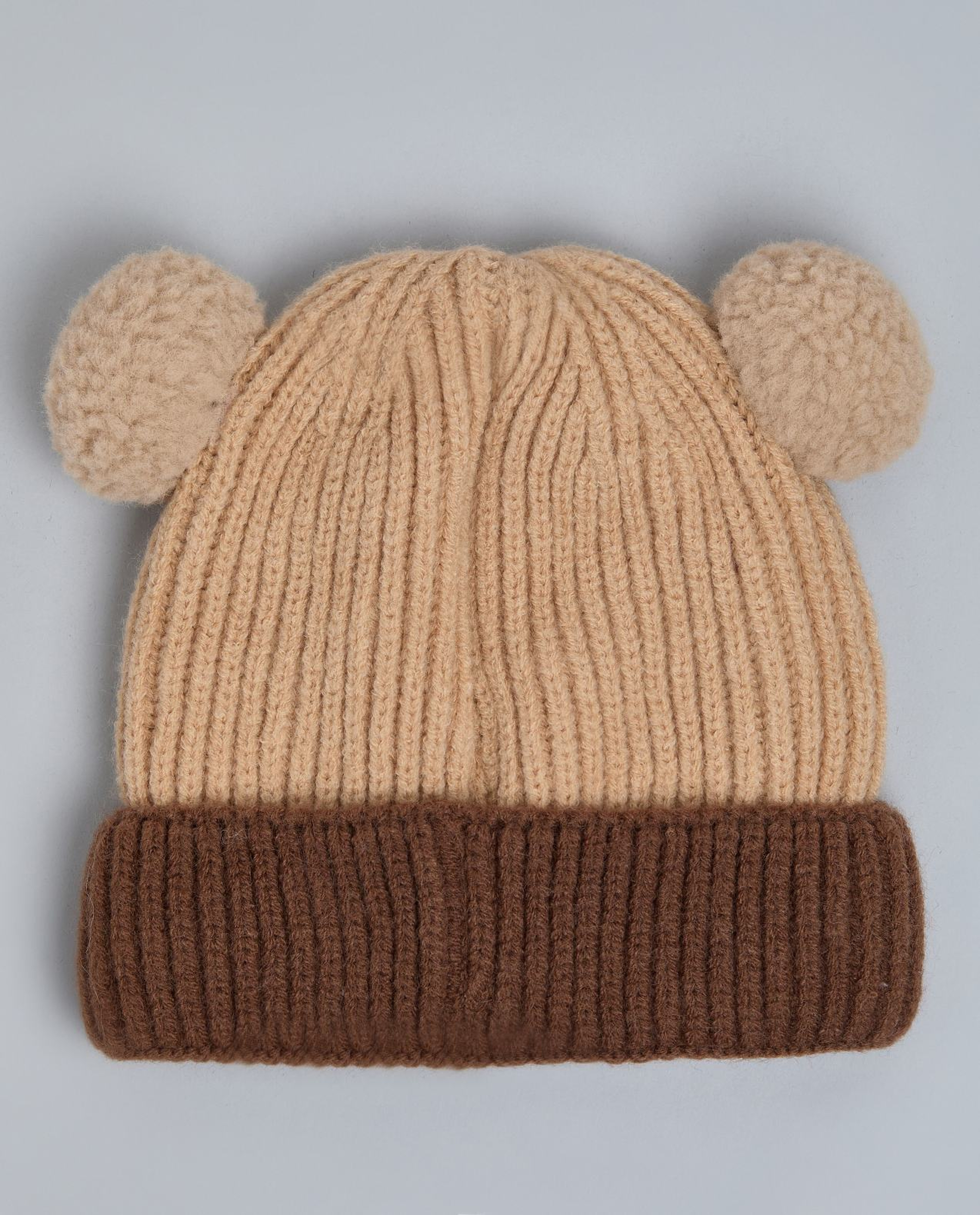 Color Block Beanie with Pom-Pom