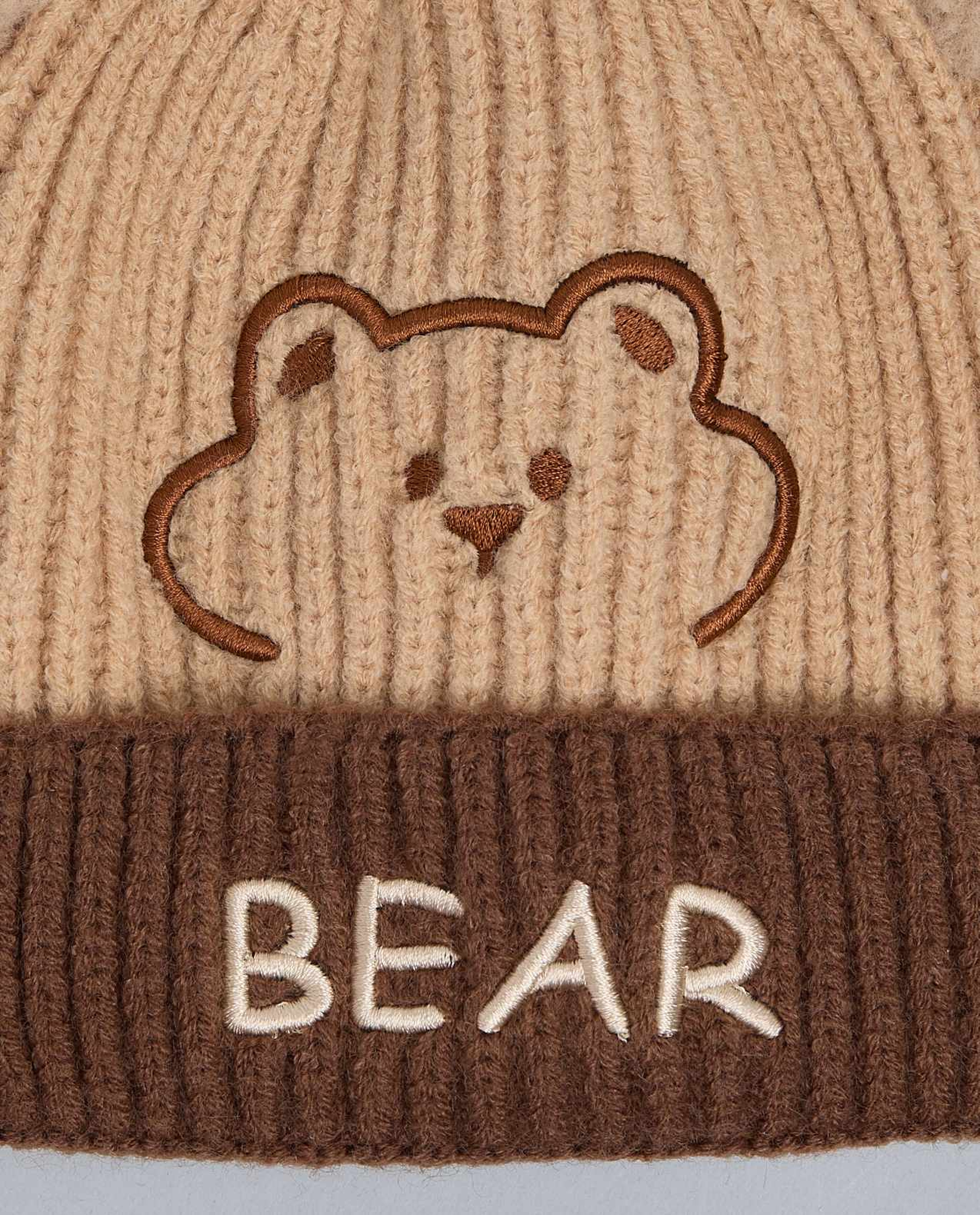 Color Block Beanie with Pom-Pom