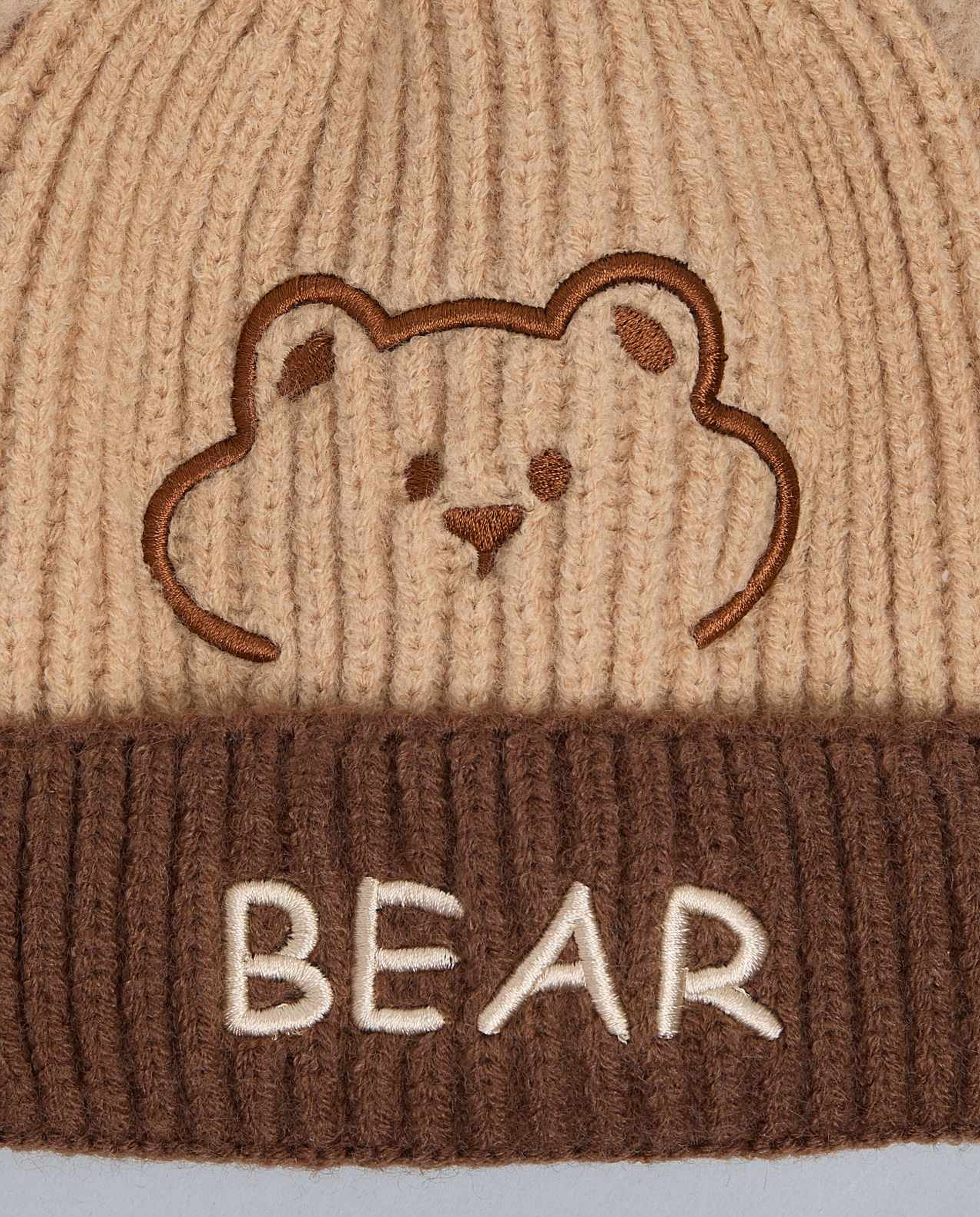 Color Block Beanie with Pom-Pom