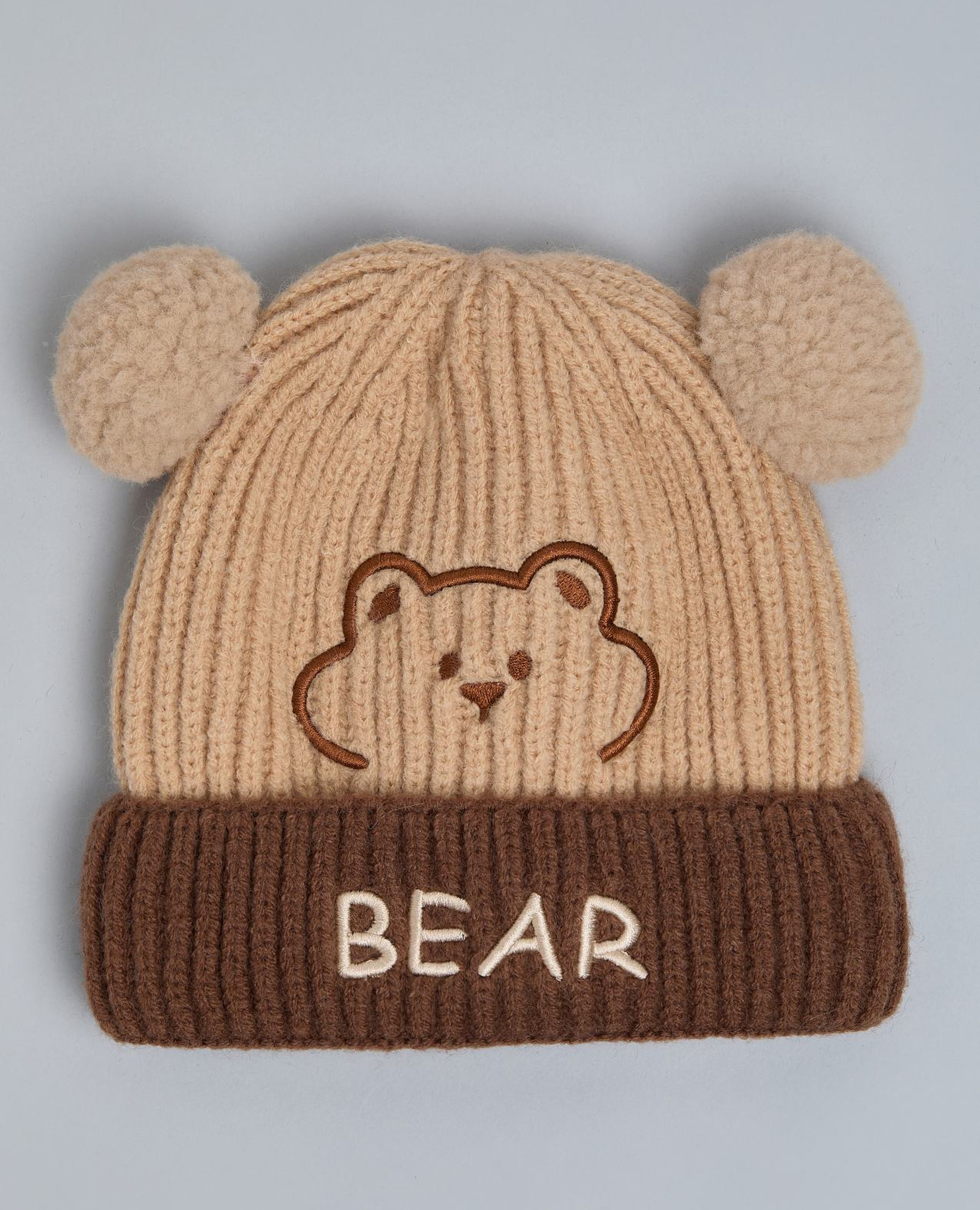 Color Block Beanie with Pom-Pom