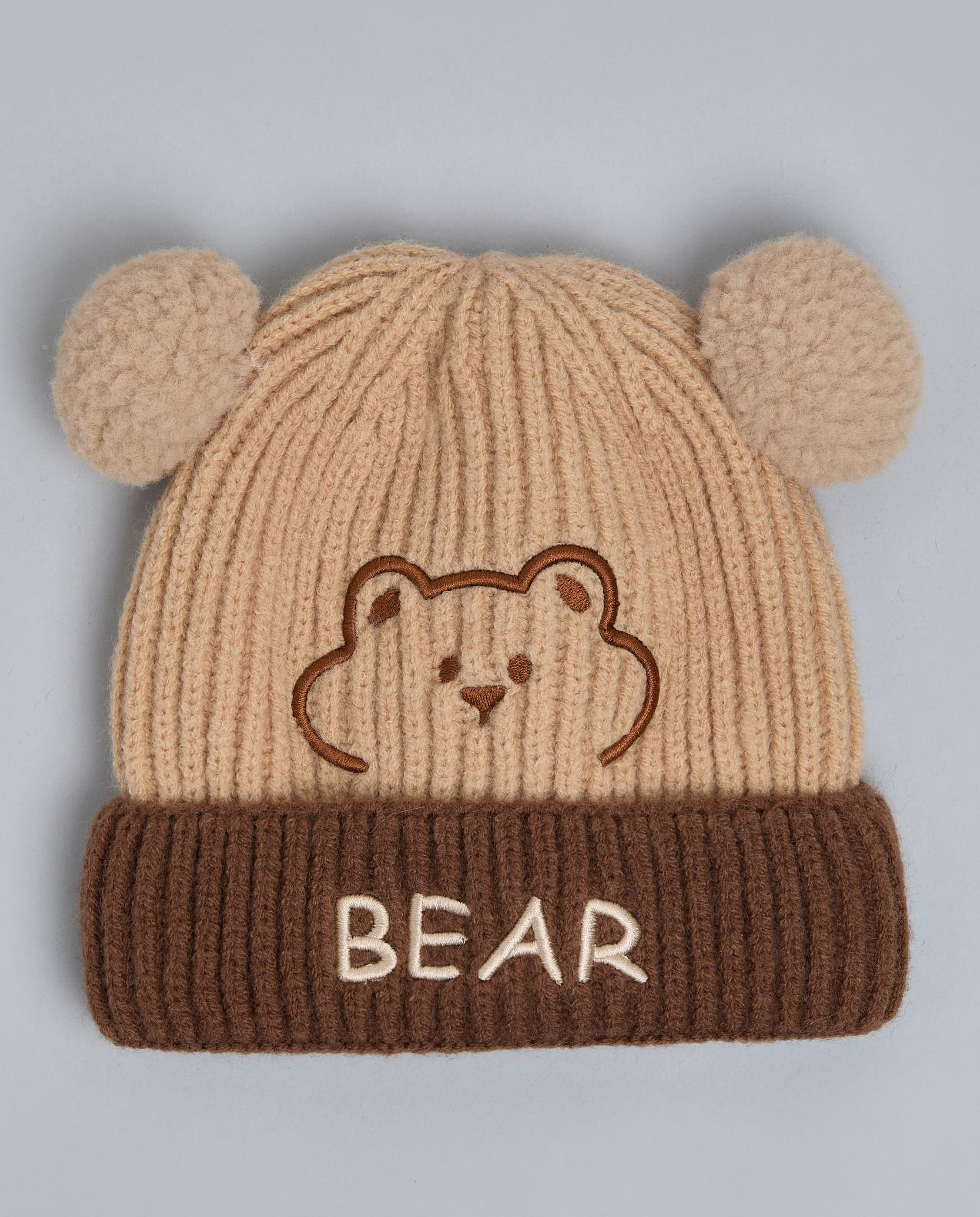 Color Block Beanie with Pom-Pom