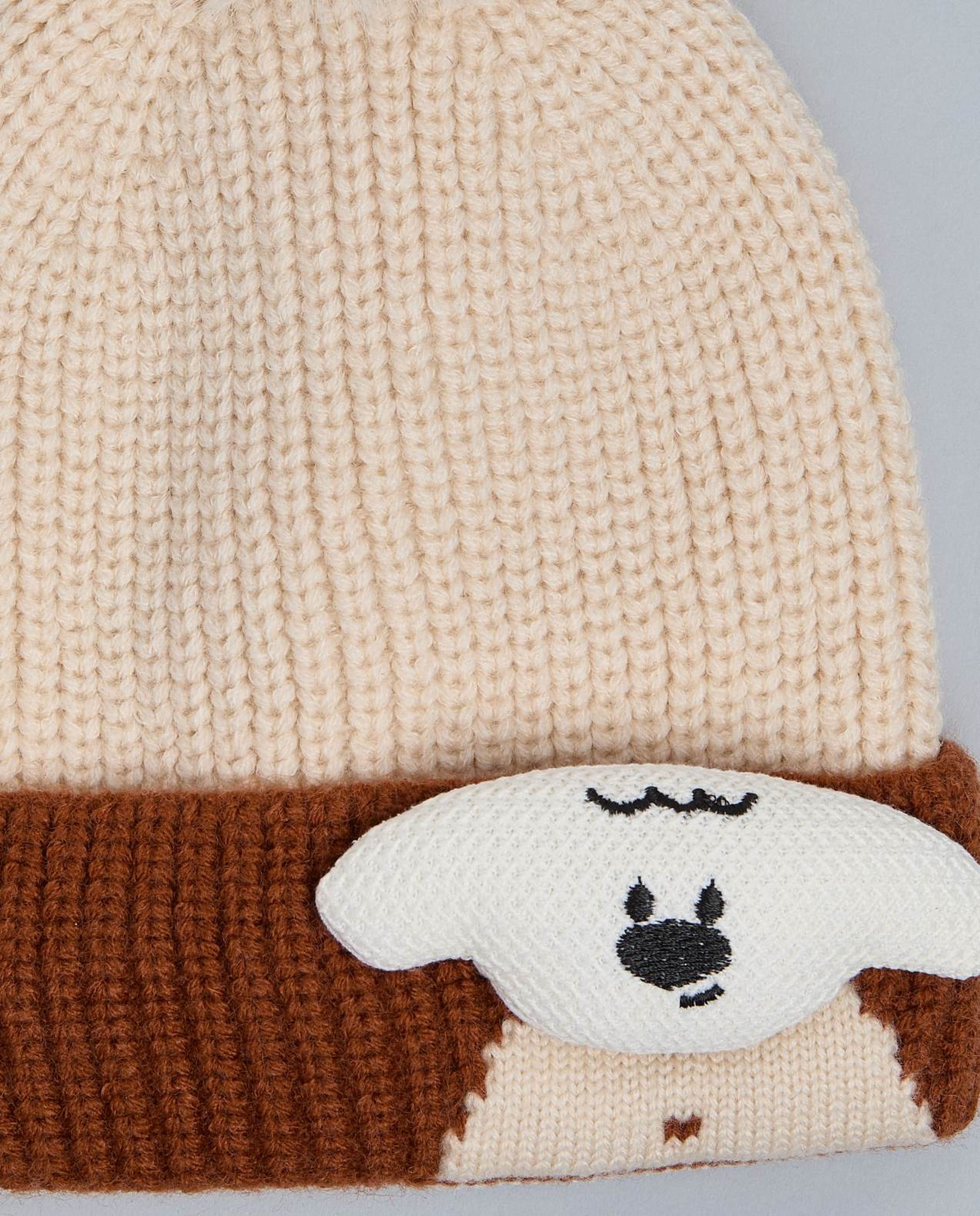 Color Block Beanie with Pom-Pom