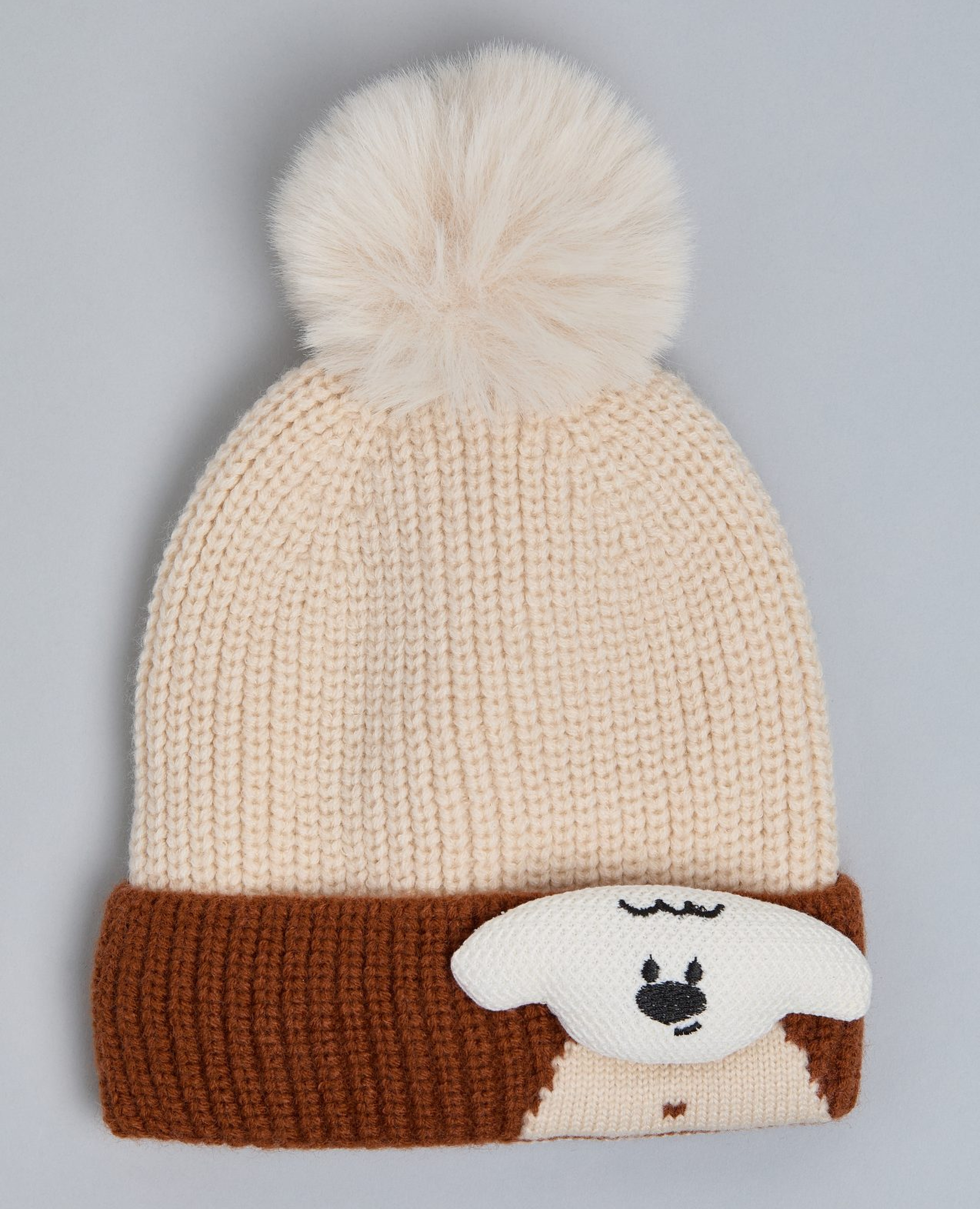 Color Block Beanie with Pom-Pom