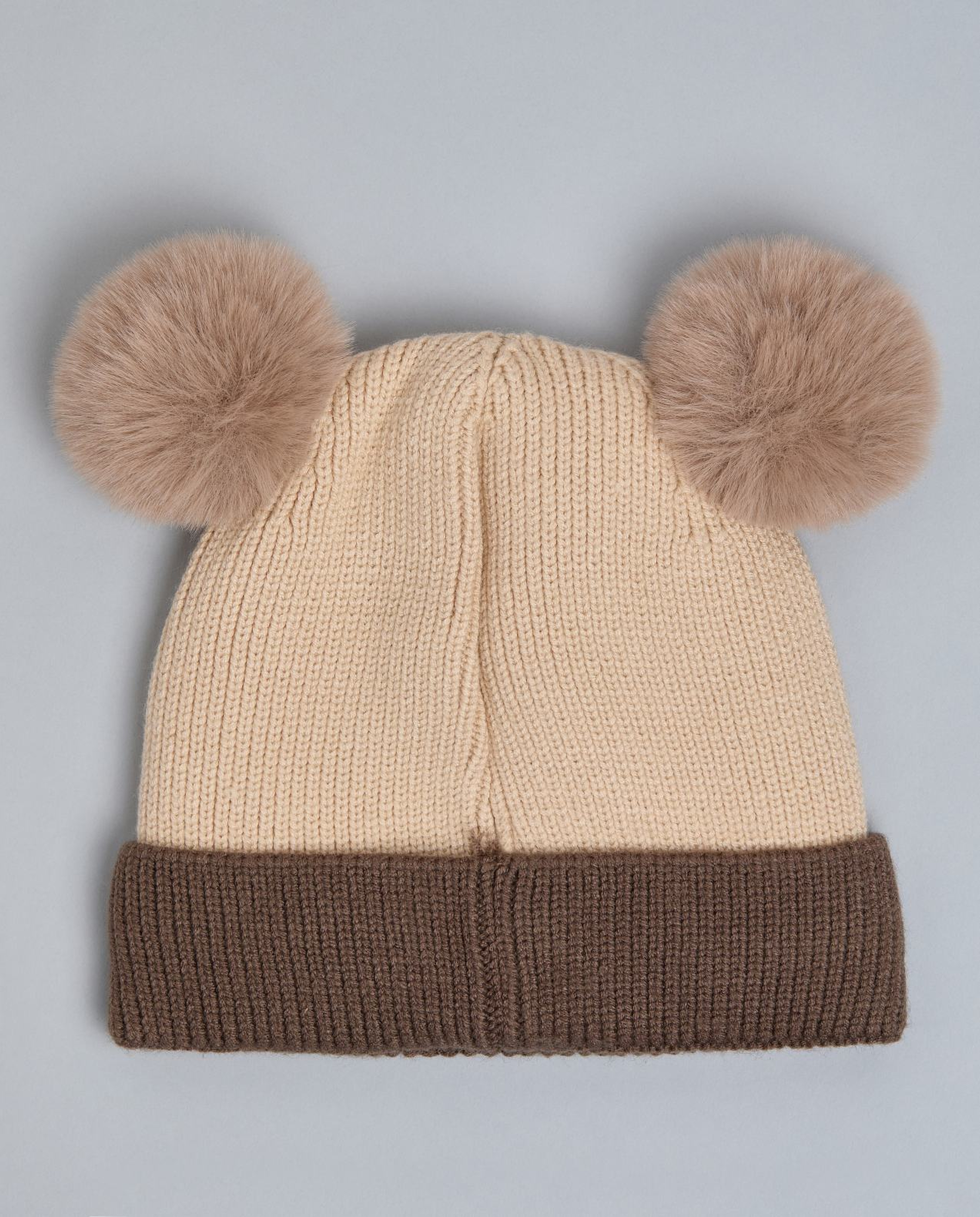 Color Block Beanie with Pom-Pom