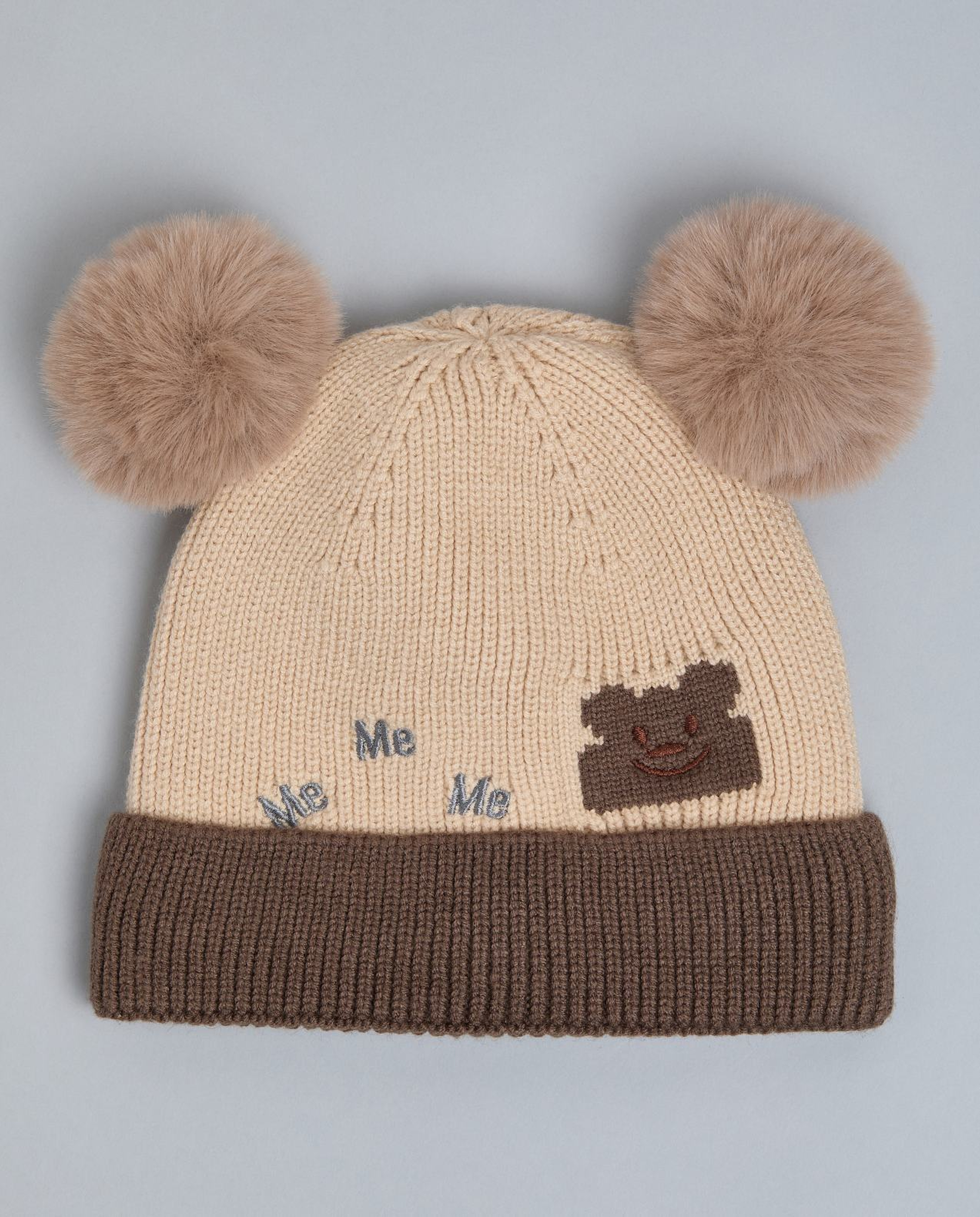 Color Block Beanie with Pom-Pom