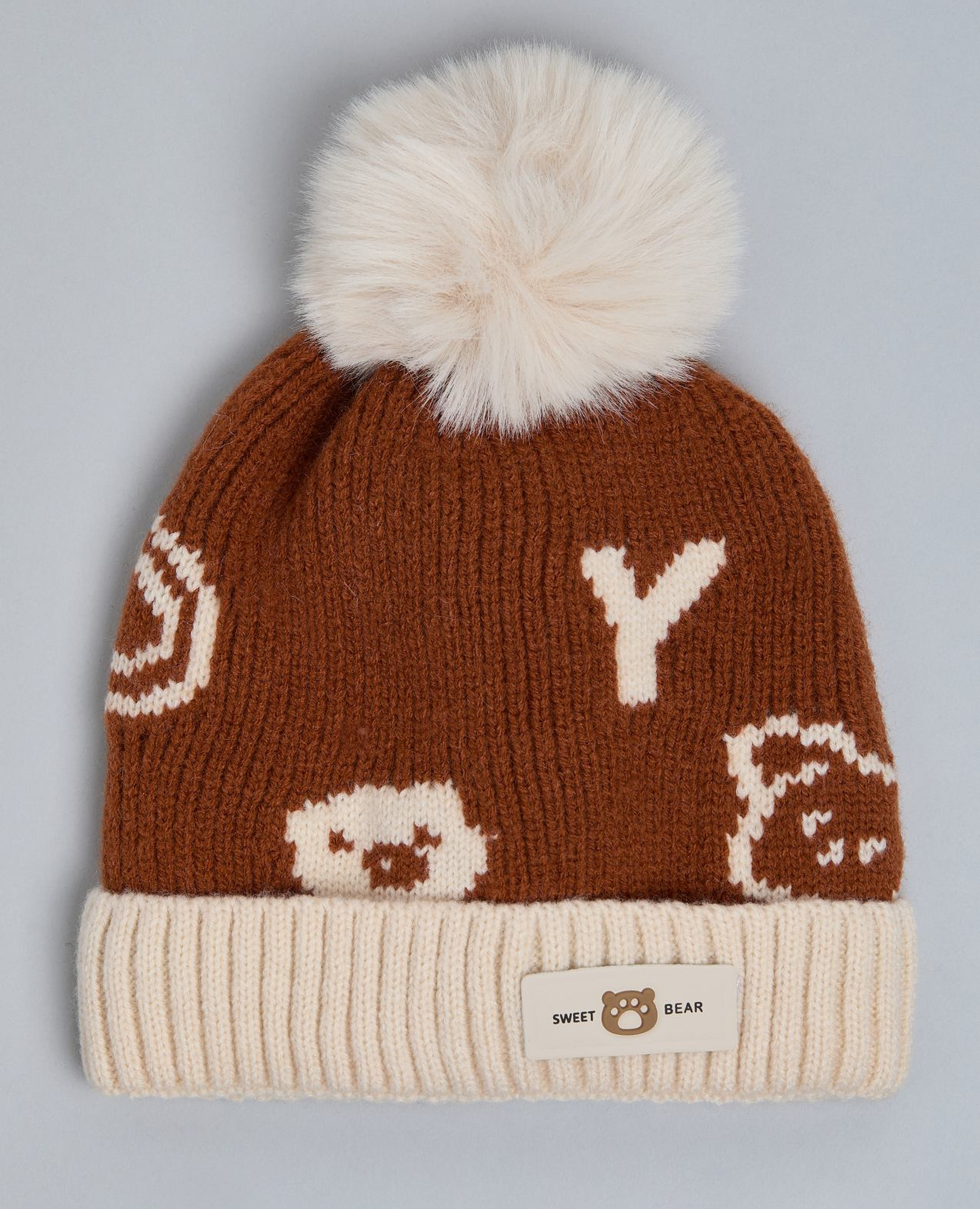 Color Block Beanie with Pom-Pom