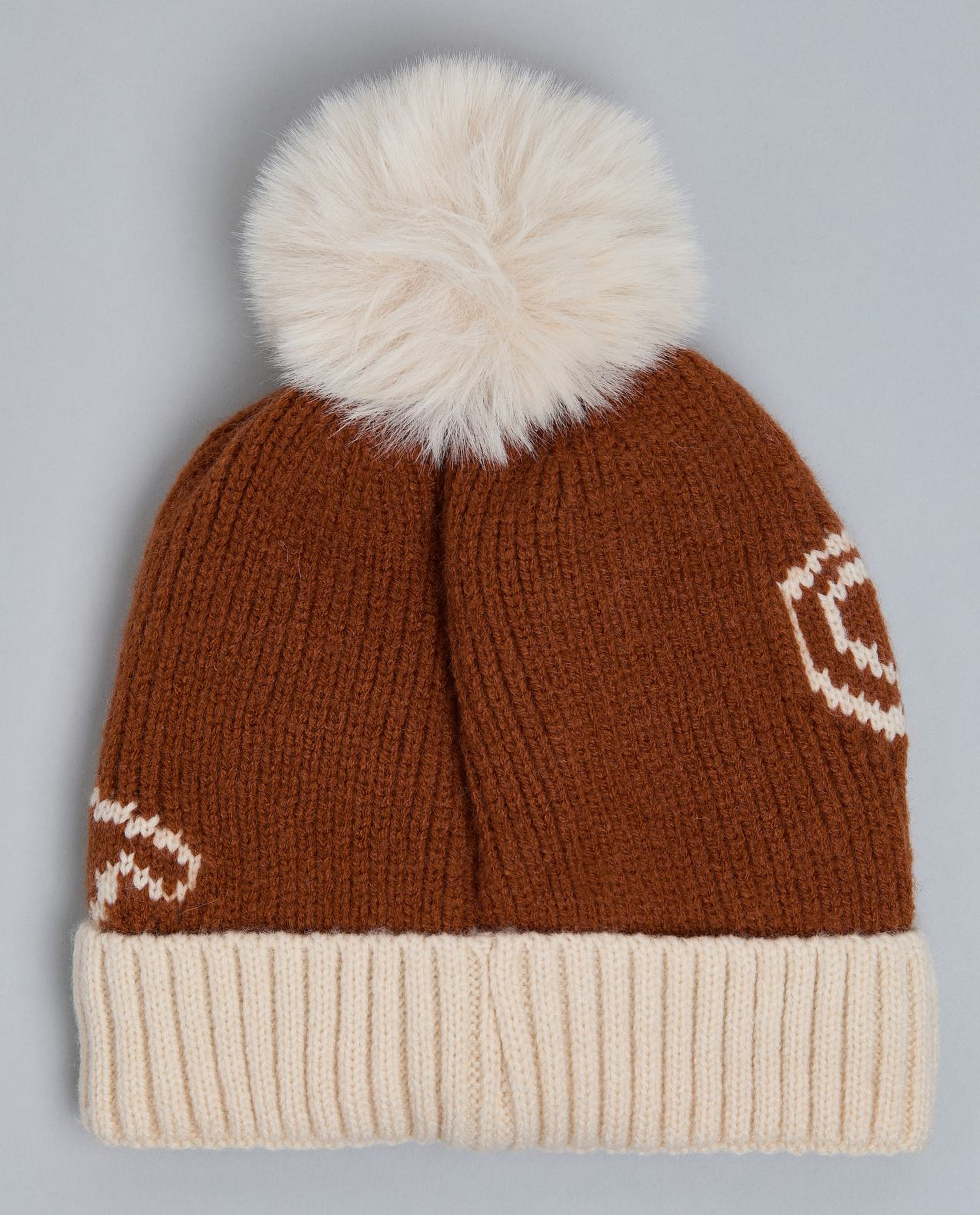 Color Block Beanie with Pom-Pom