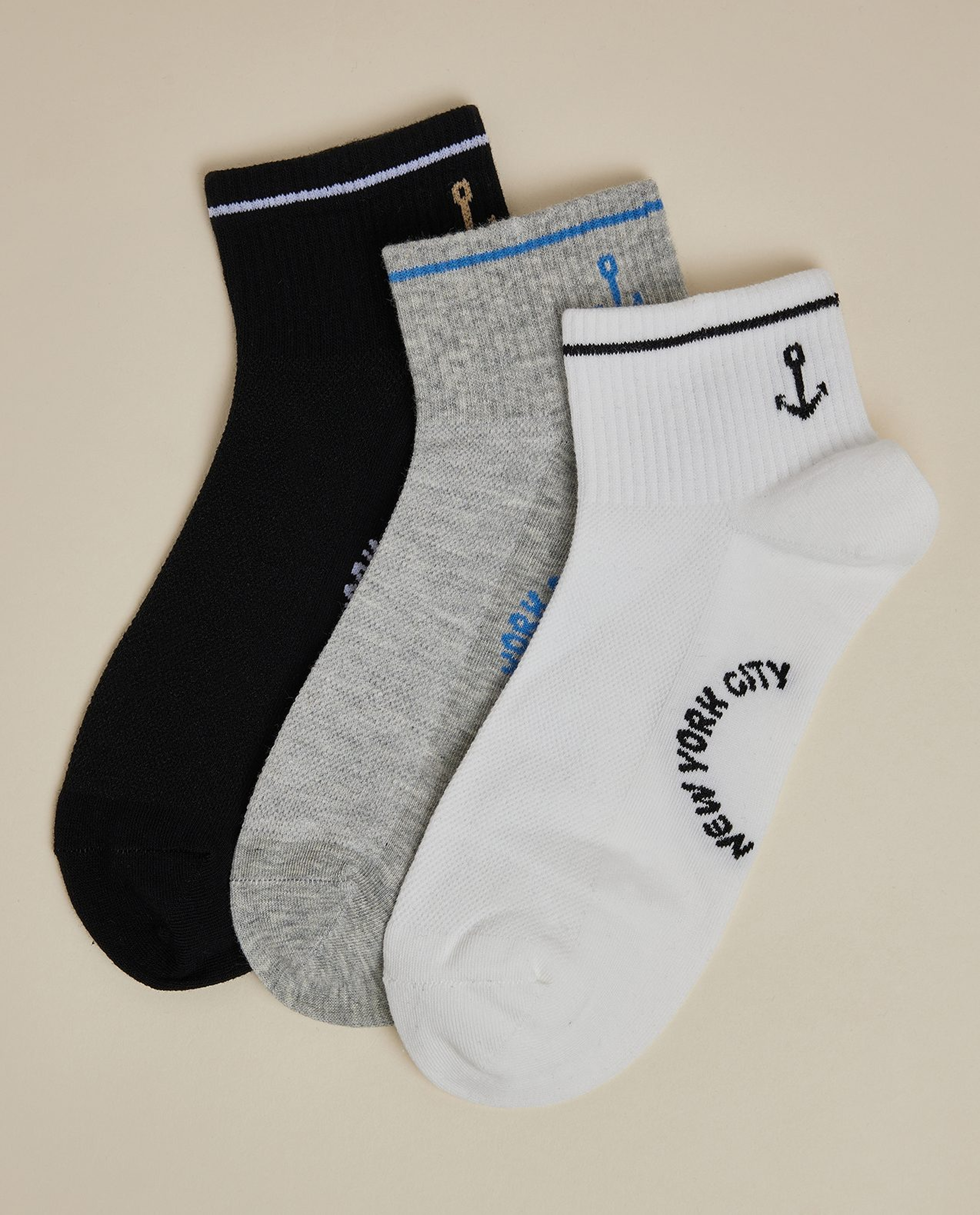 3 Pack Patterned Ankle Socks