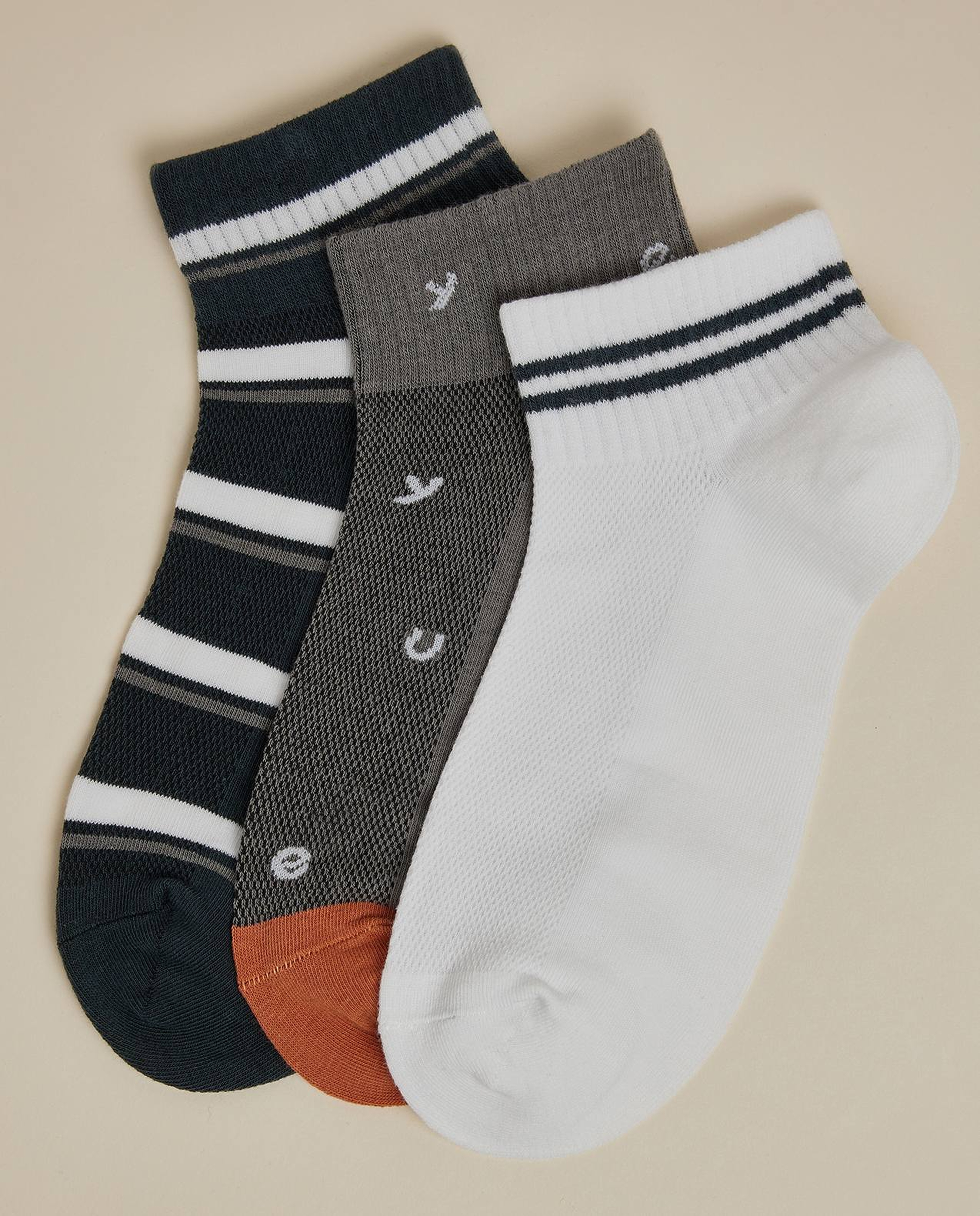 3 Pack Patterned Ankle Socks