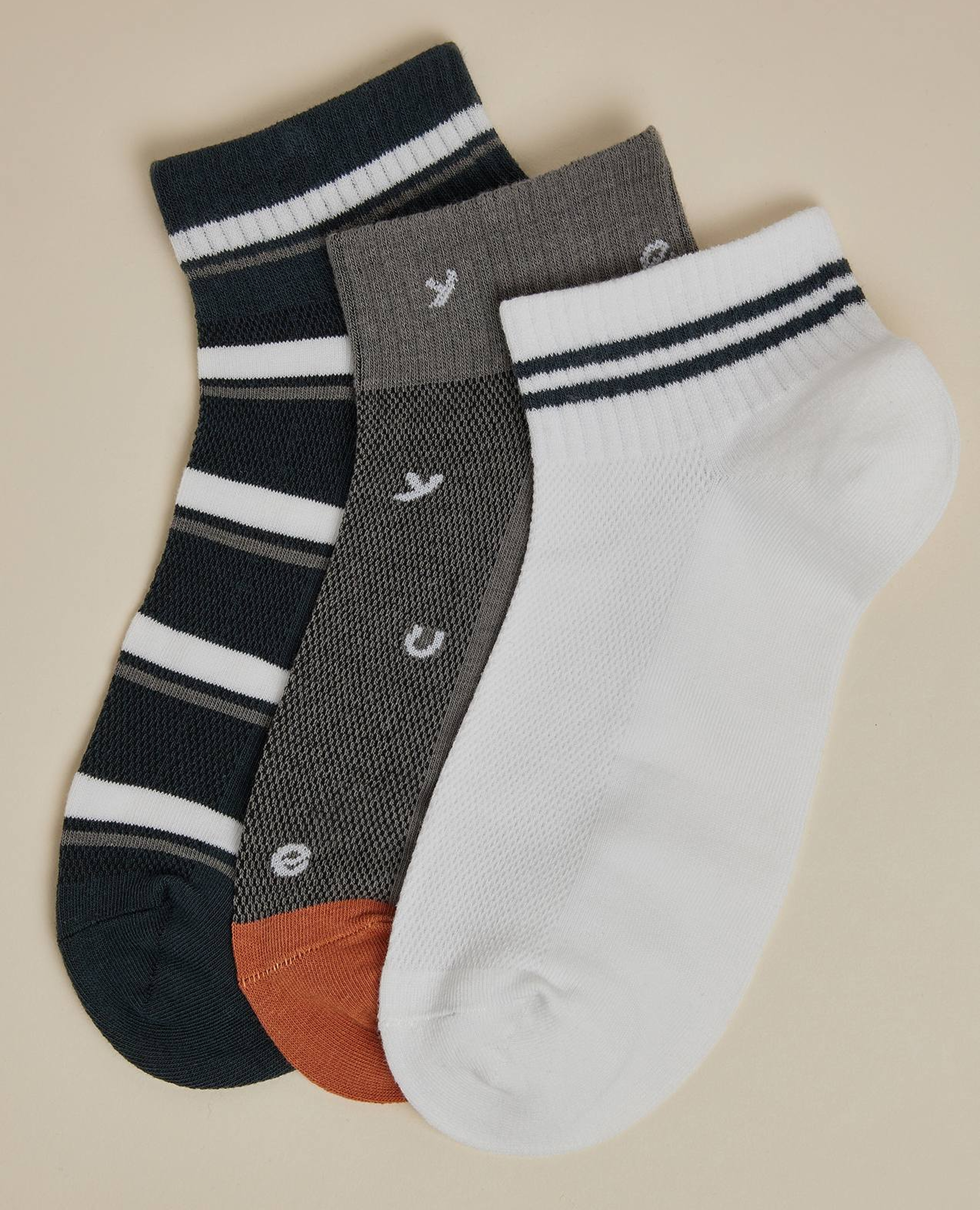 3 Pack Patterned Ankle Socks