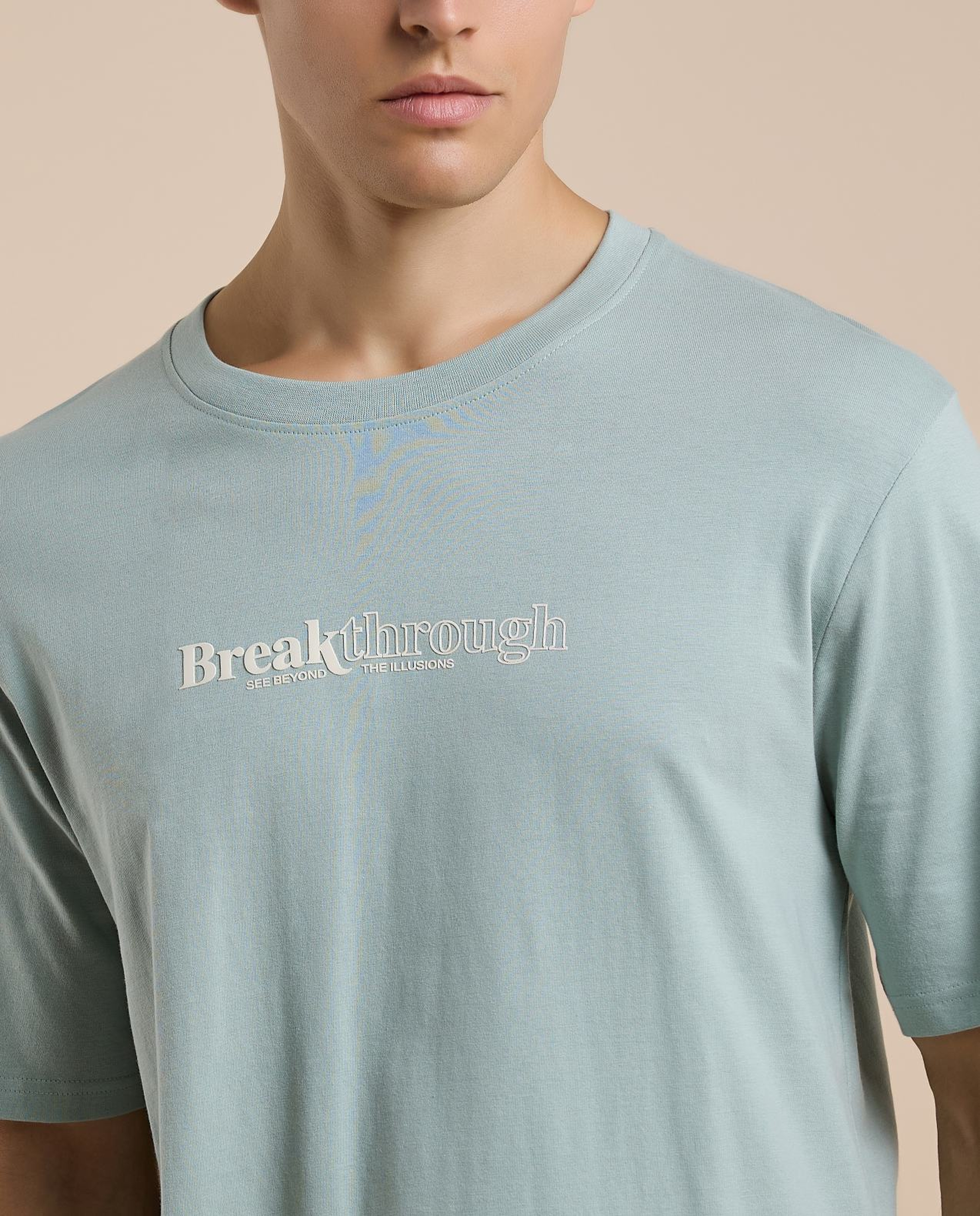 Typography Print T-Shirt with Crew Neck and Short Sleeves