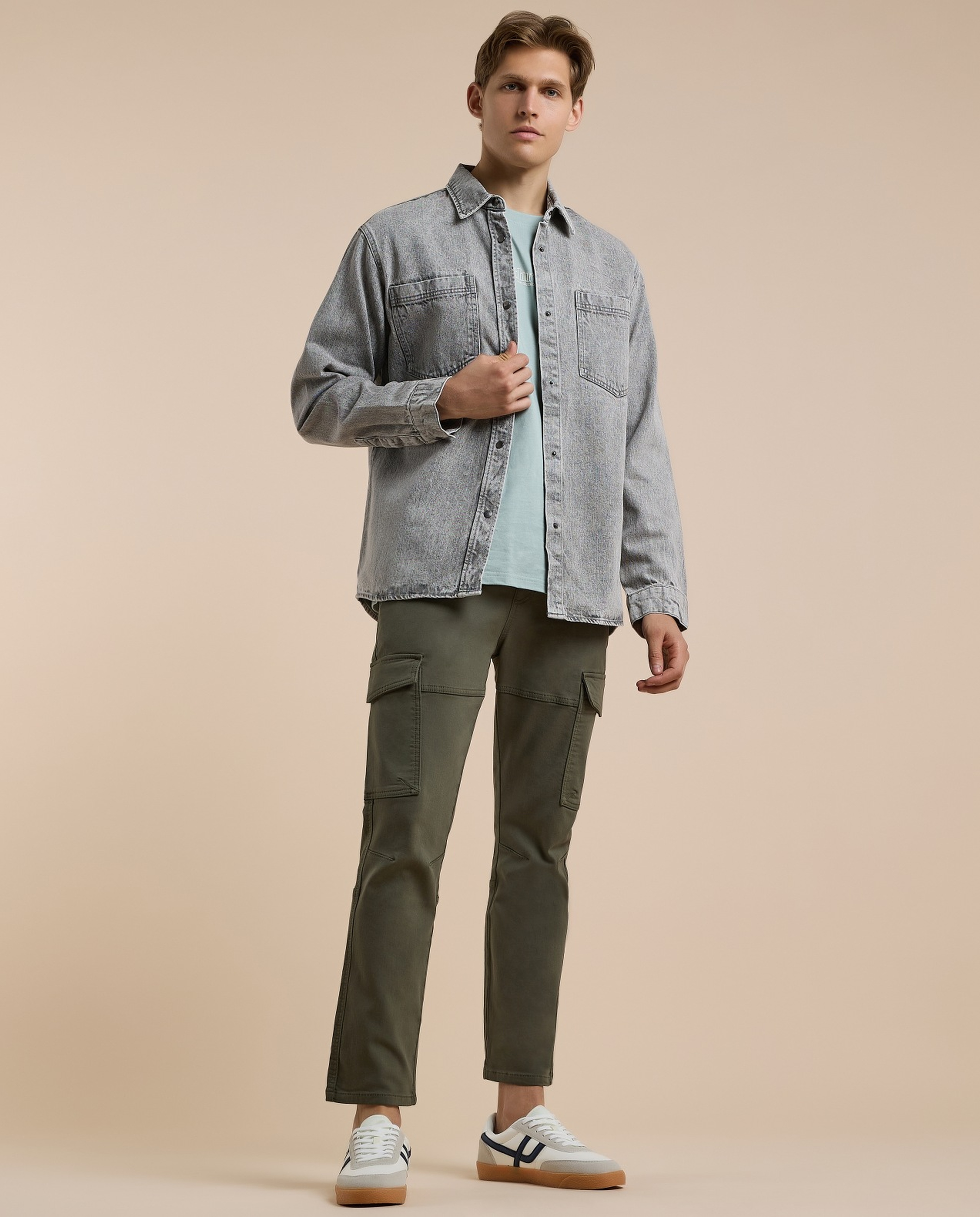 Washed Denim Shacket with Button Closure