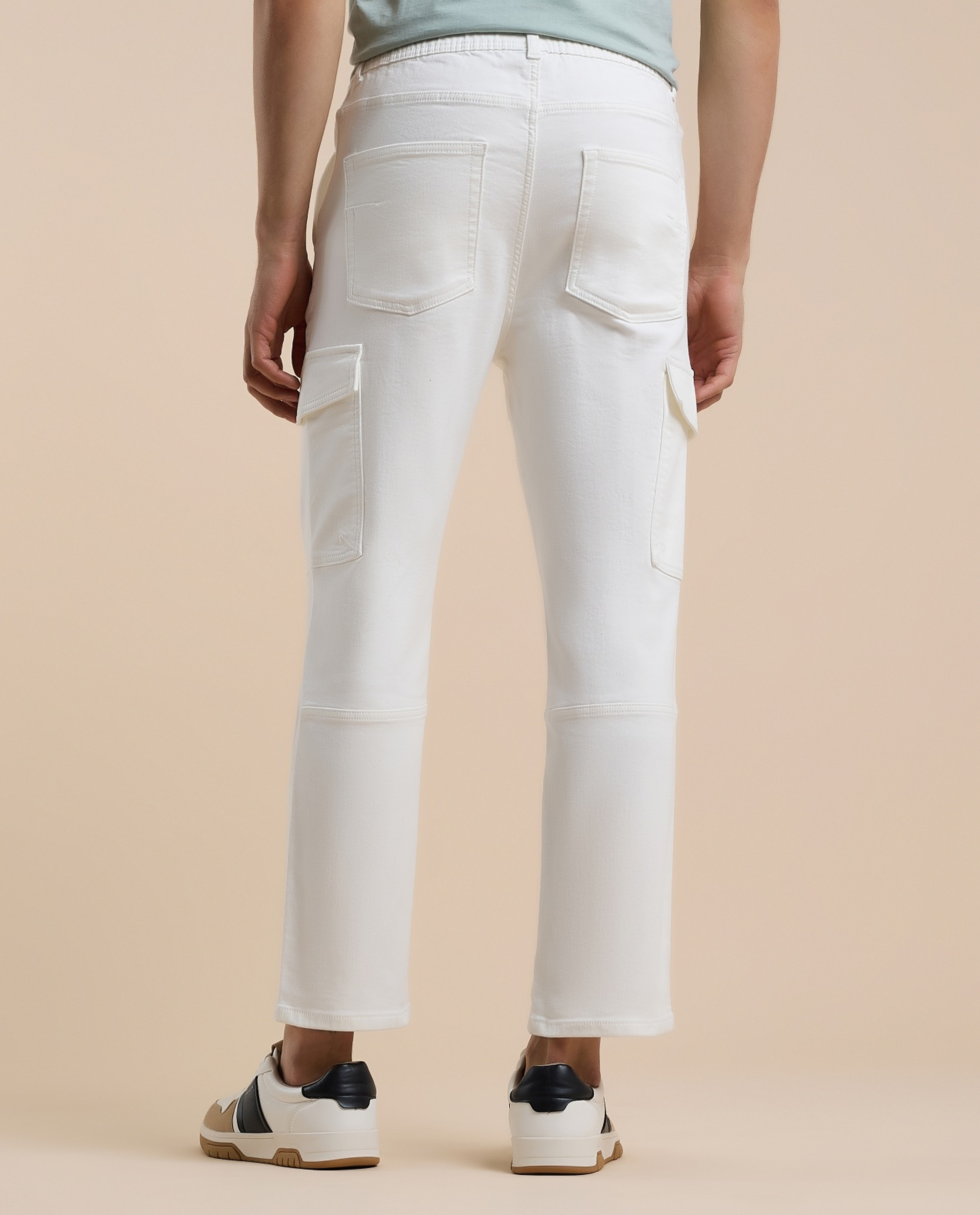 Solid Cargo Pants with Drawstring Waist