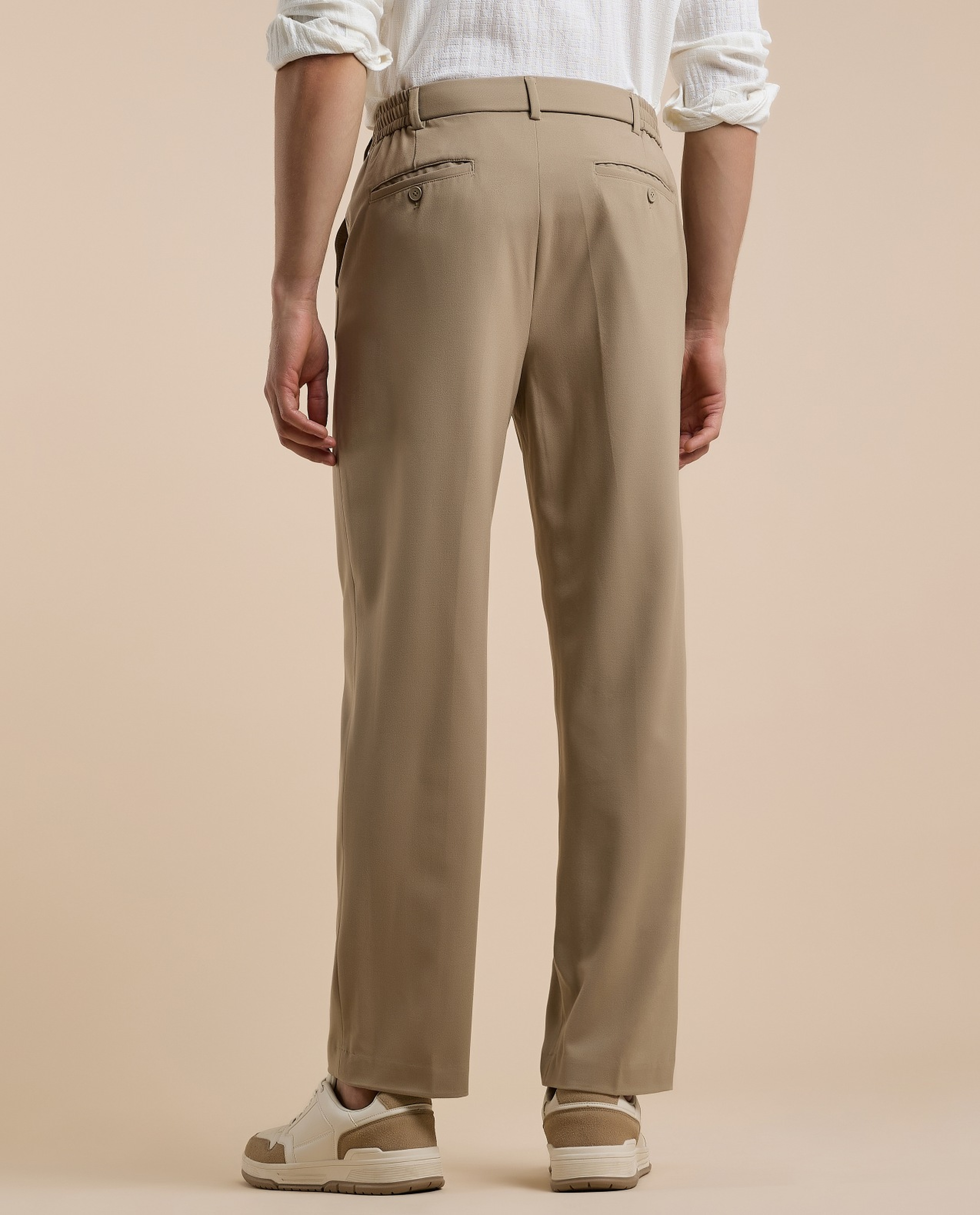Solid Straight Pants with Button Closure
