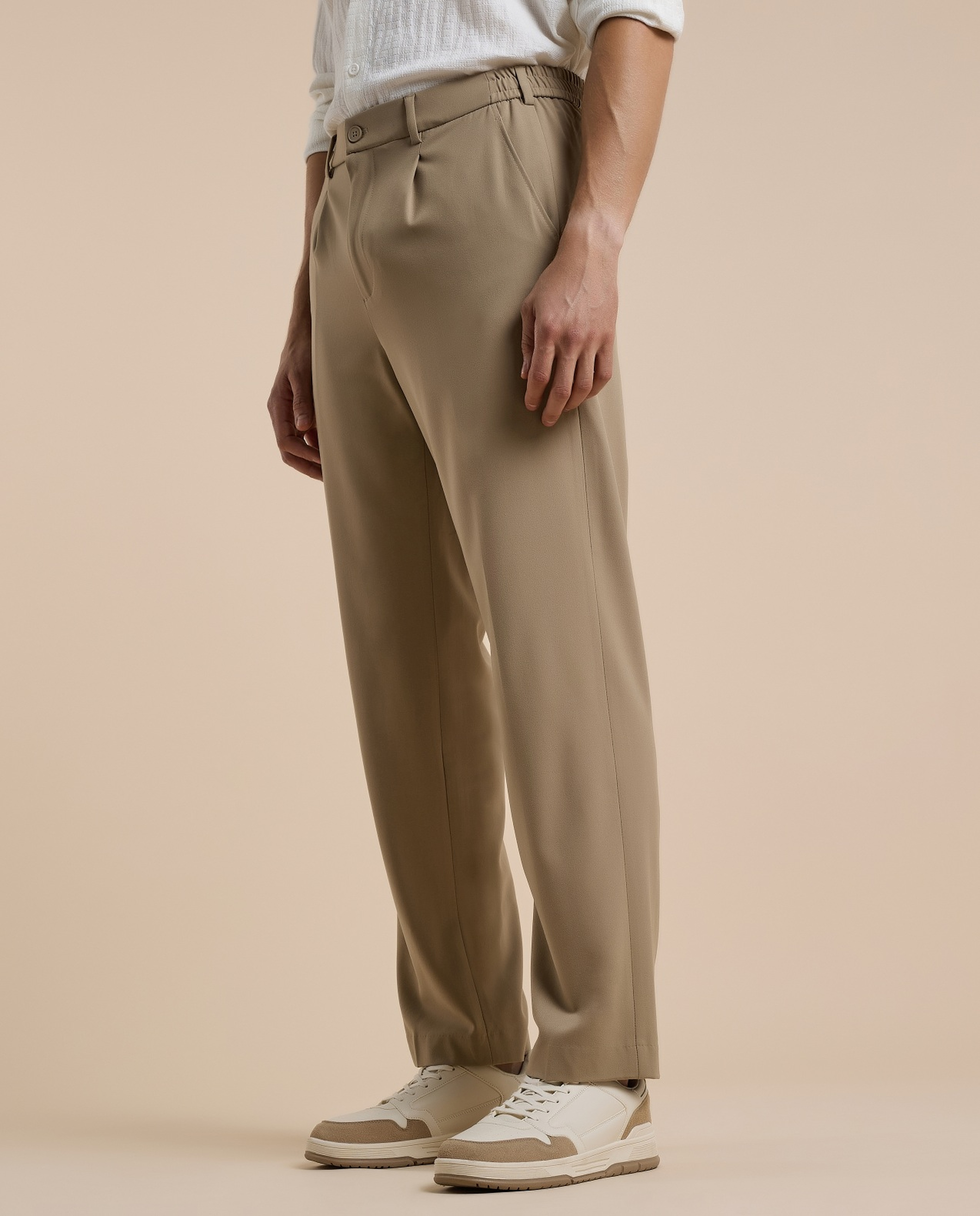Solid Straight Pants with Button Closure