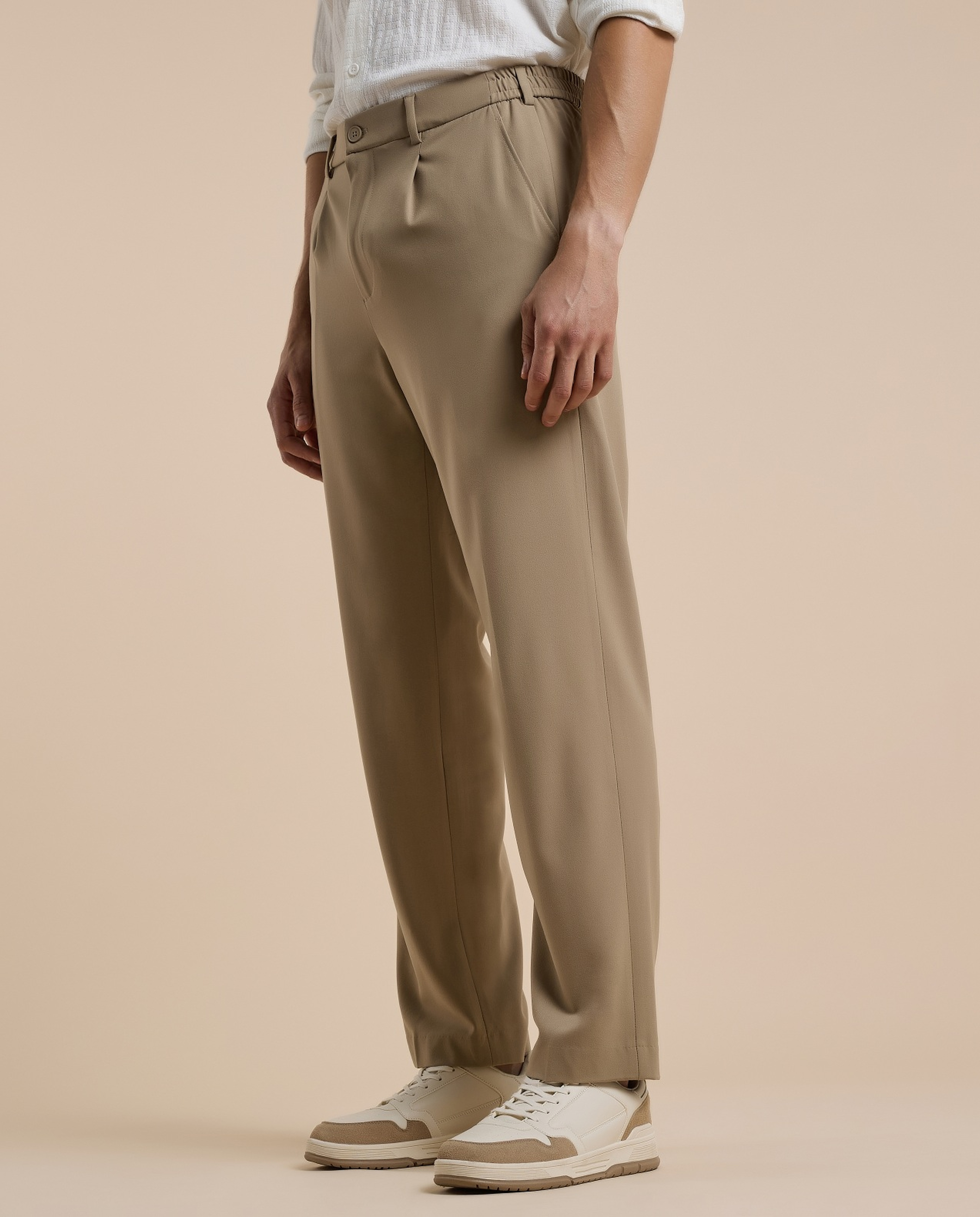 Solid Straight Pants with Button Closure