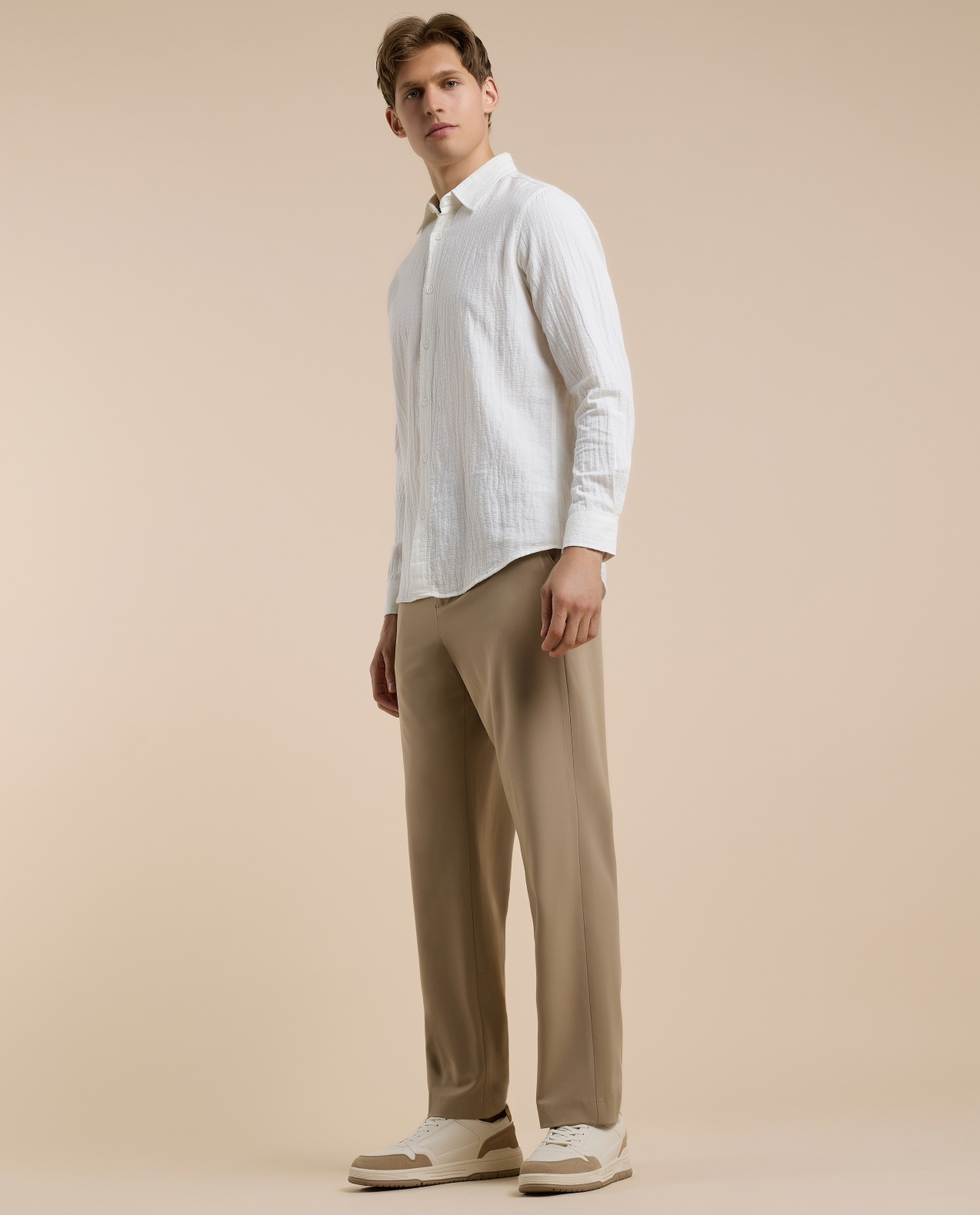 Solid Straight Pants with Button Closure