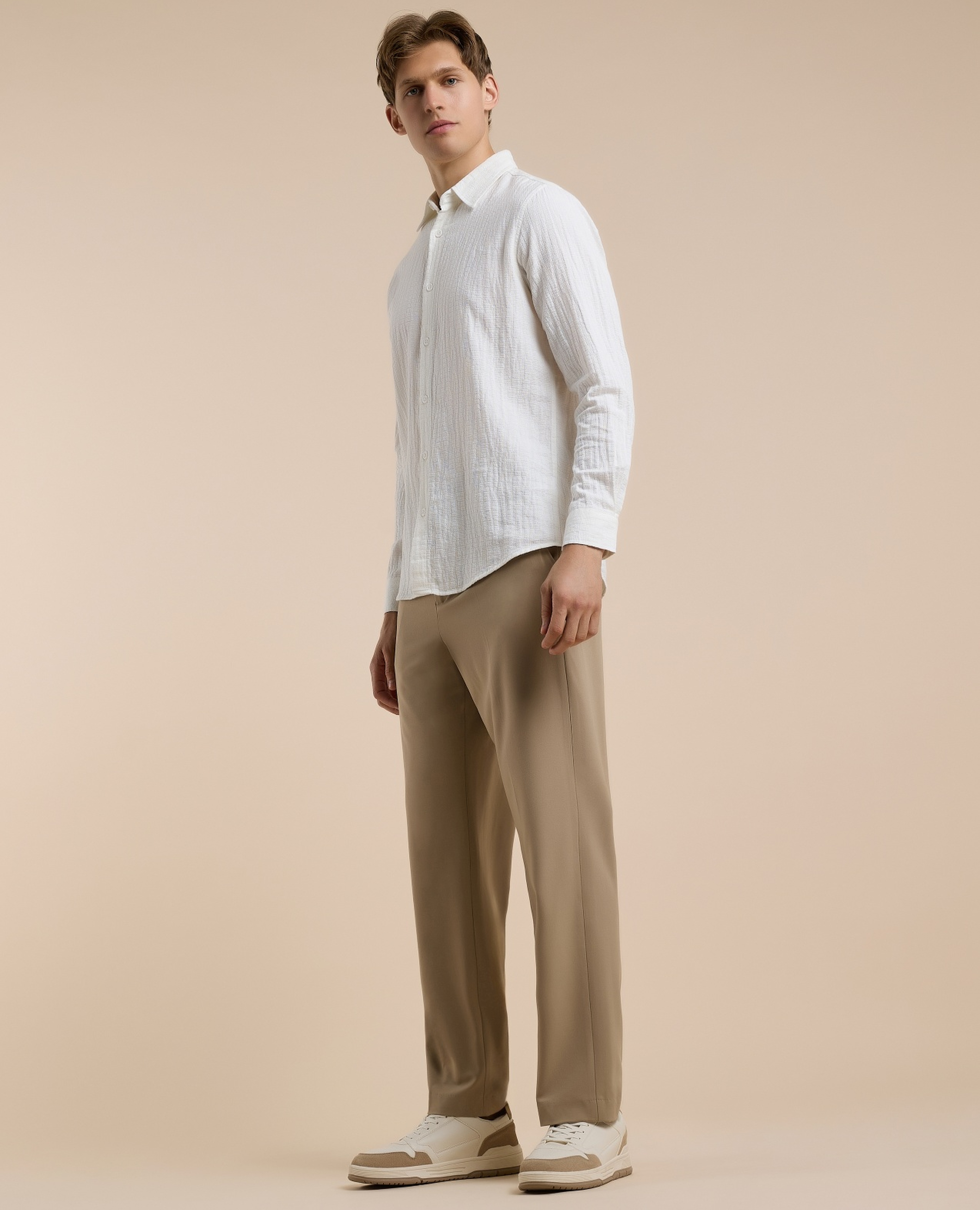 Solid Straight Pants with Button Closure