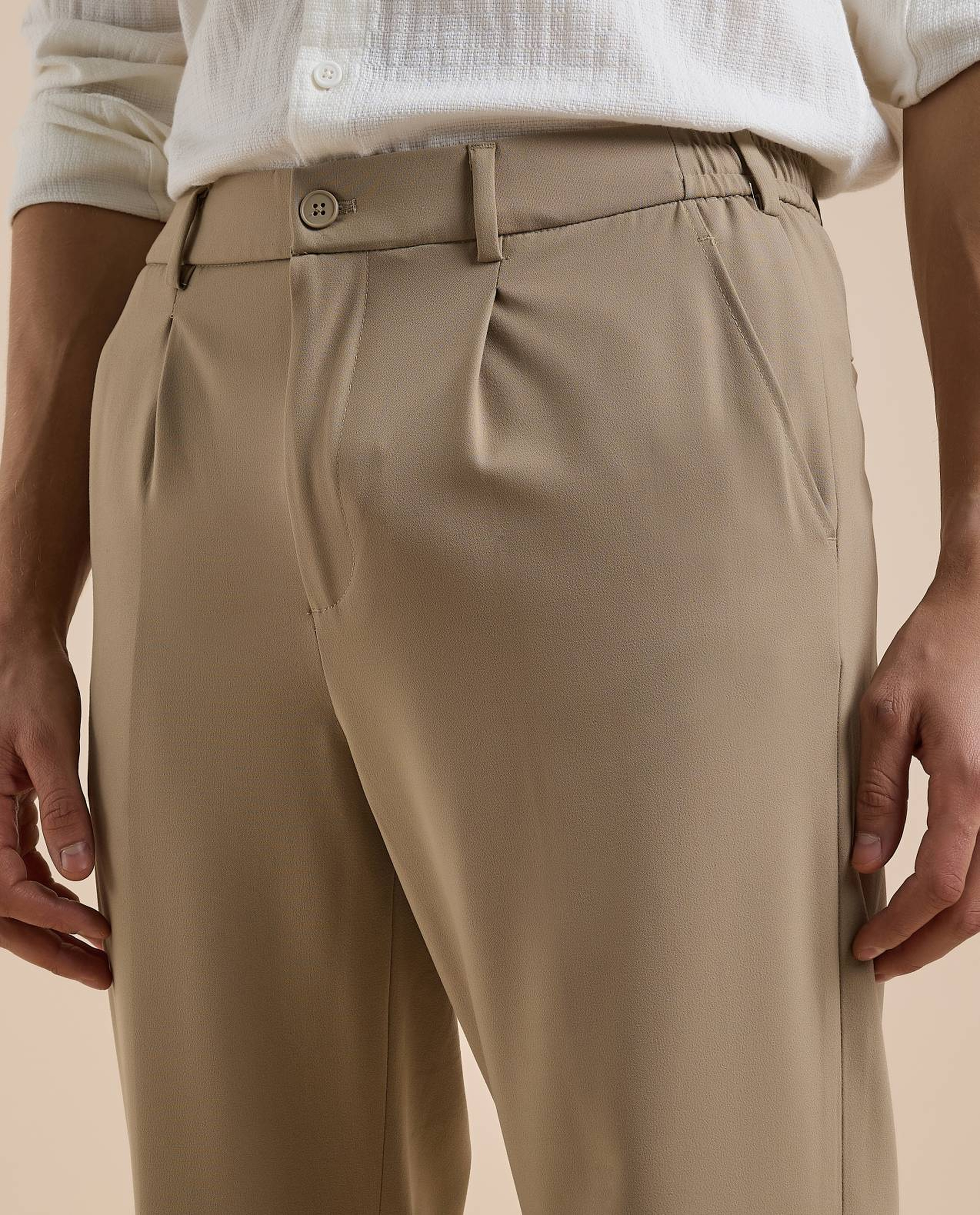 Solid Straight Pants with Button Closure