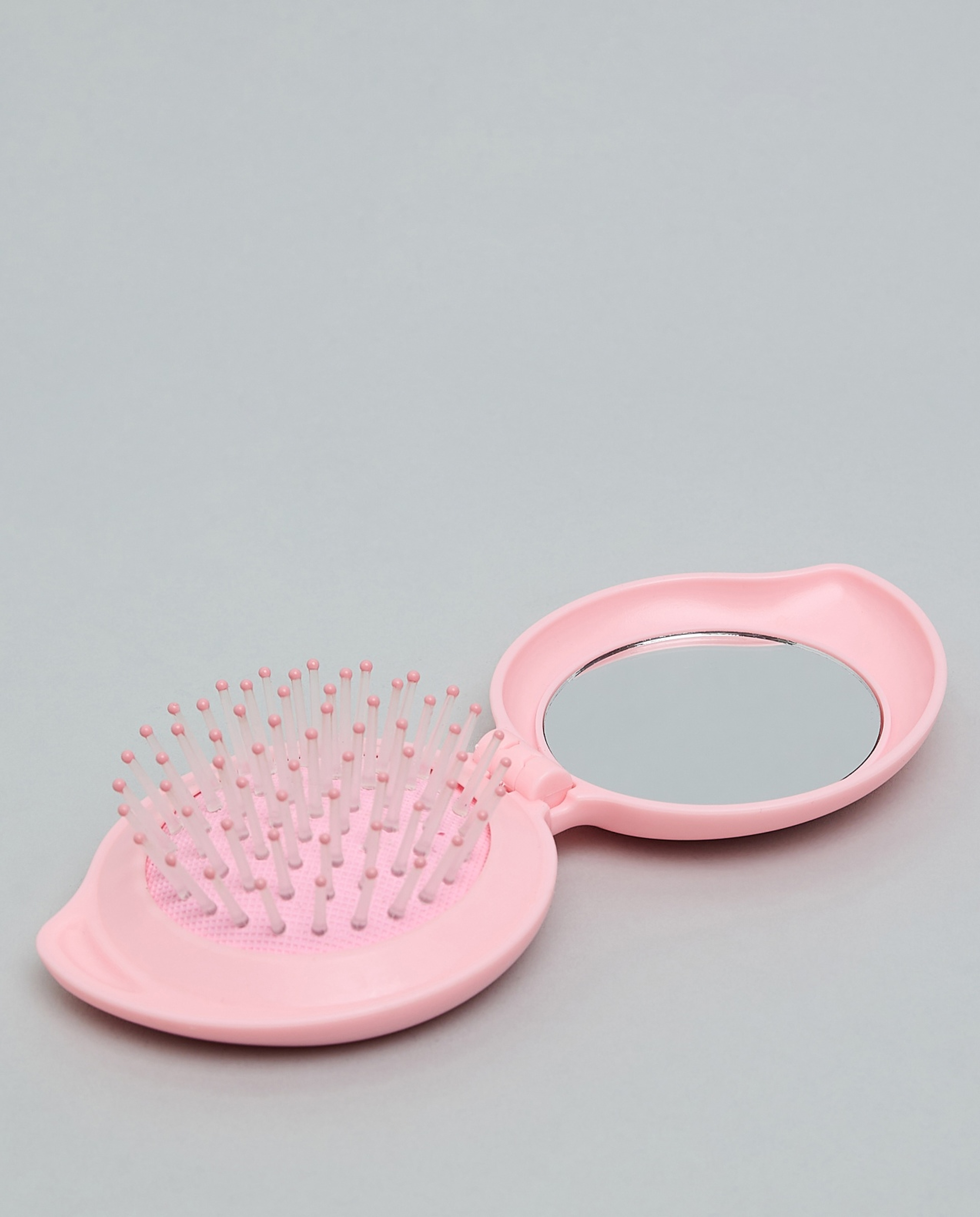 Compact Hairbrush with Foldable Mirror