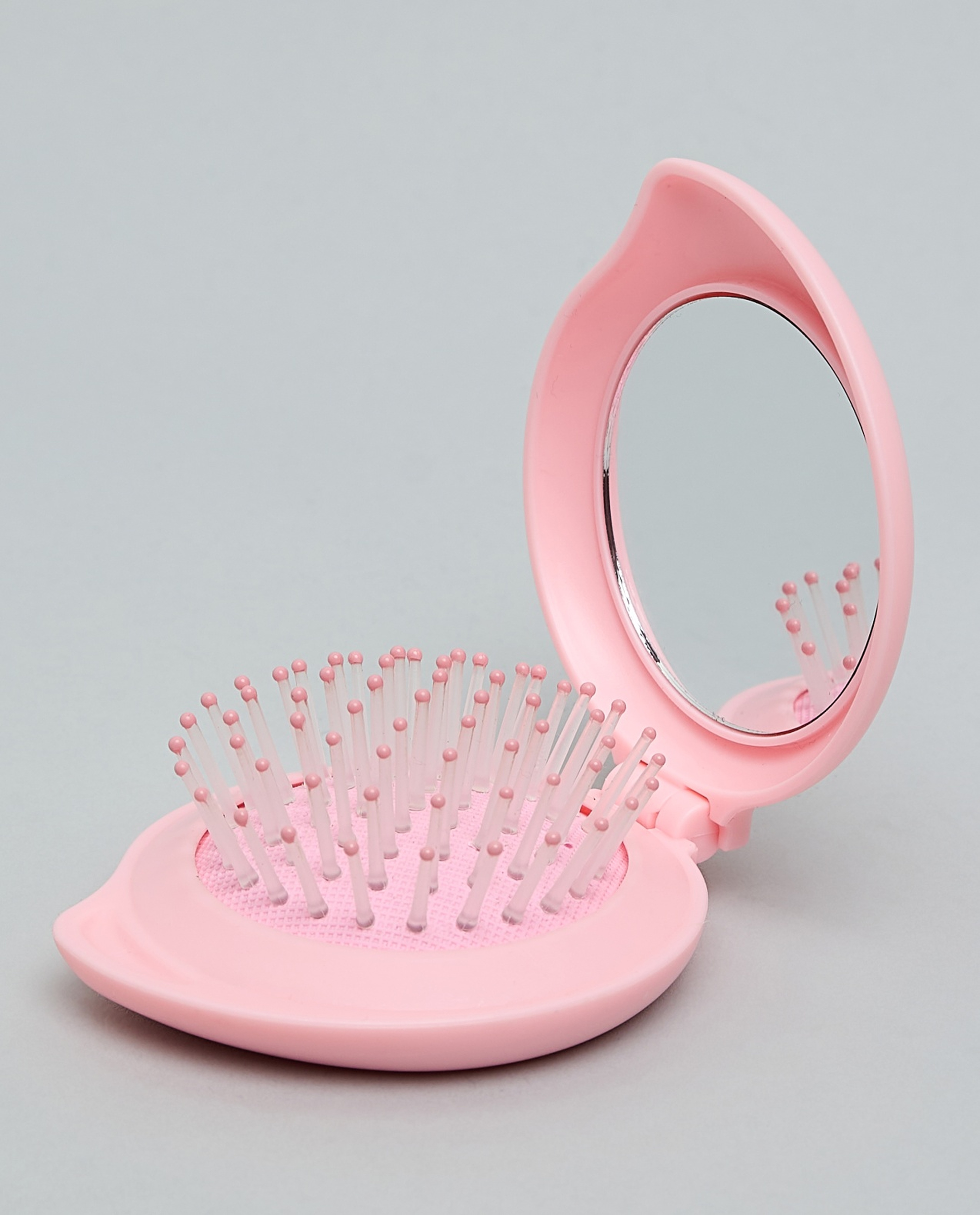 Compact Hairbrush with Foldable Mirror