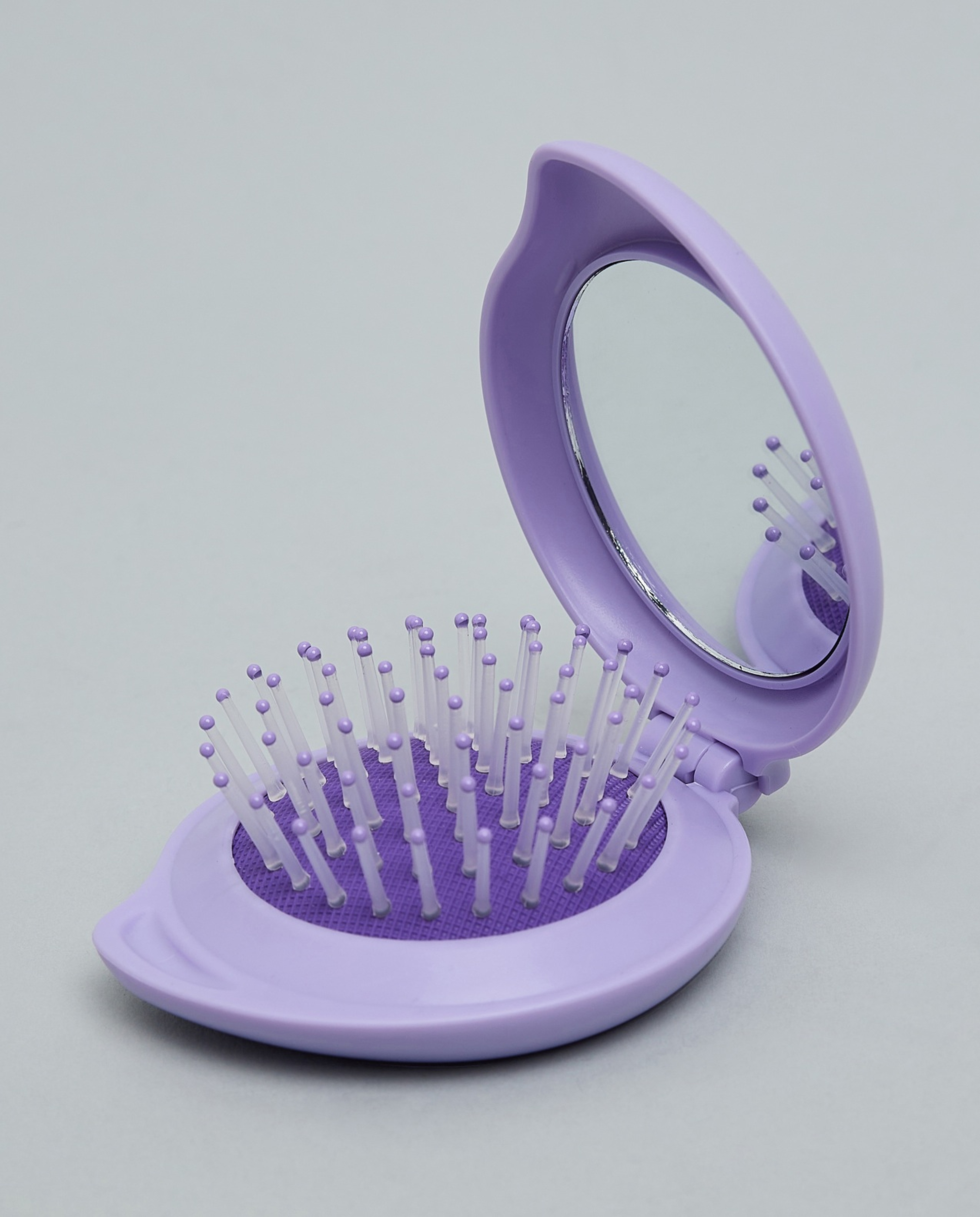Compact Hairbrush with Foldable Mirror