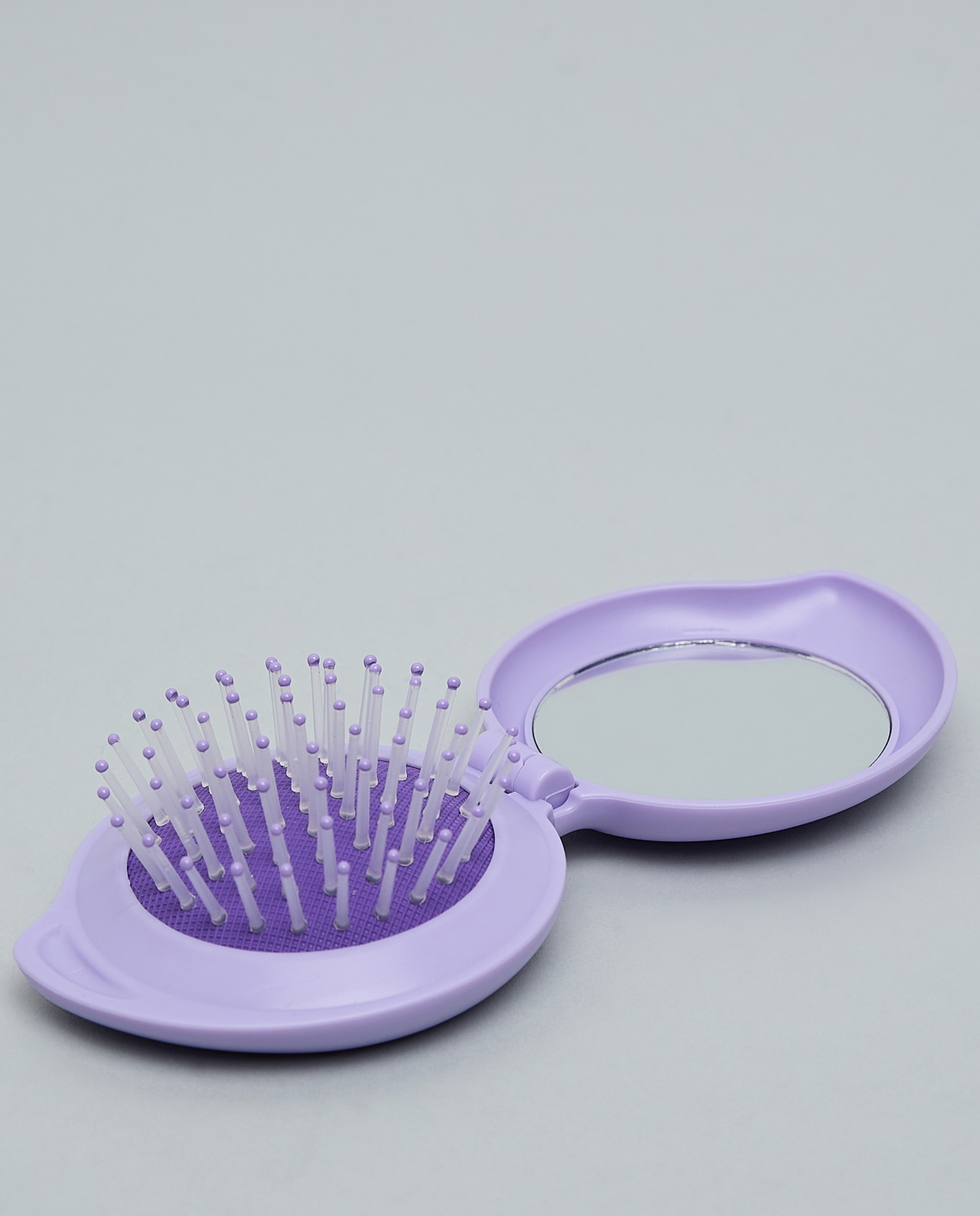 Compact Hairbrush with Foldable Mirror