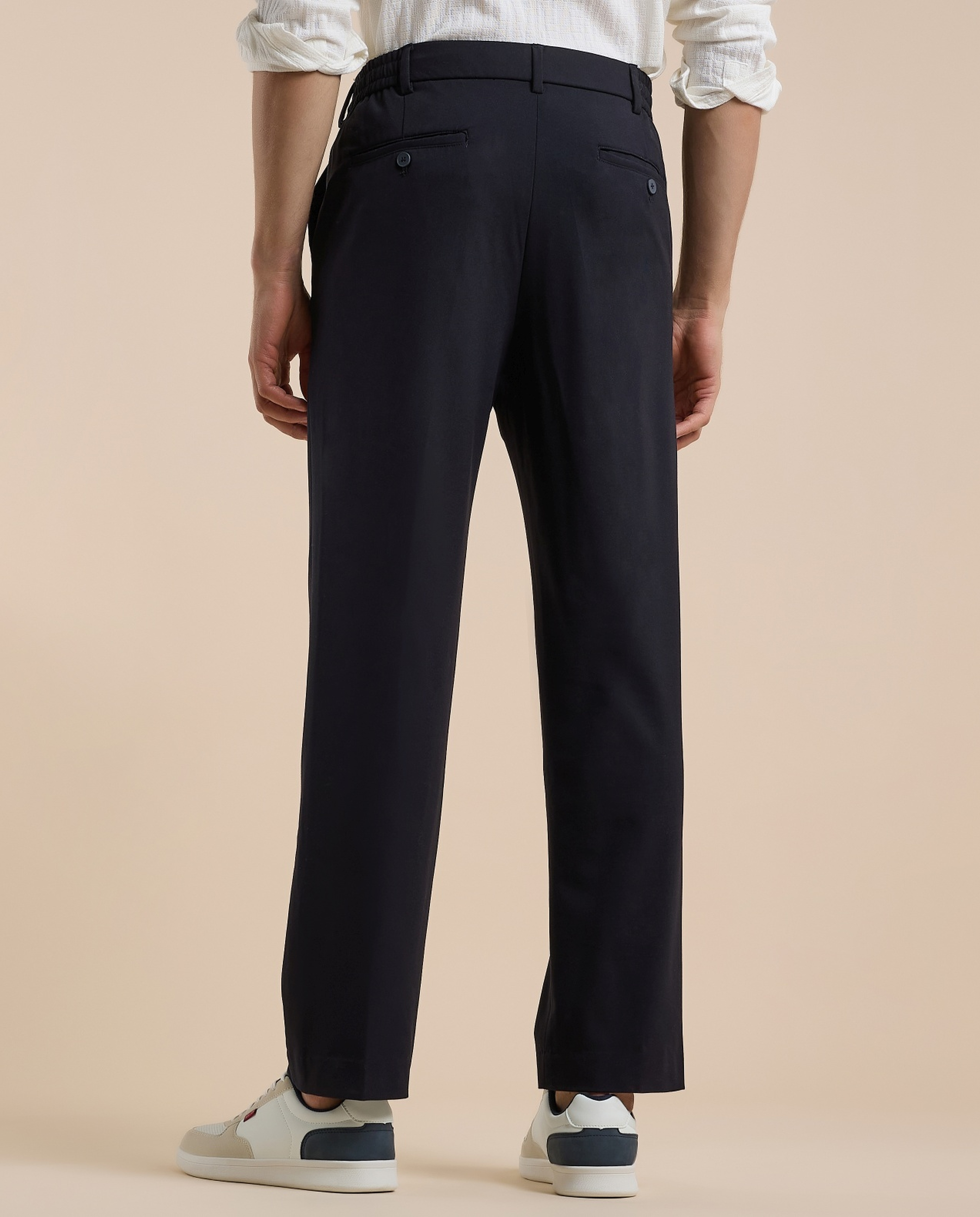 Solid Straight Pants with Button Closure