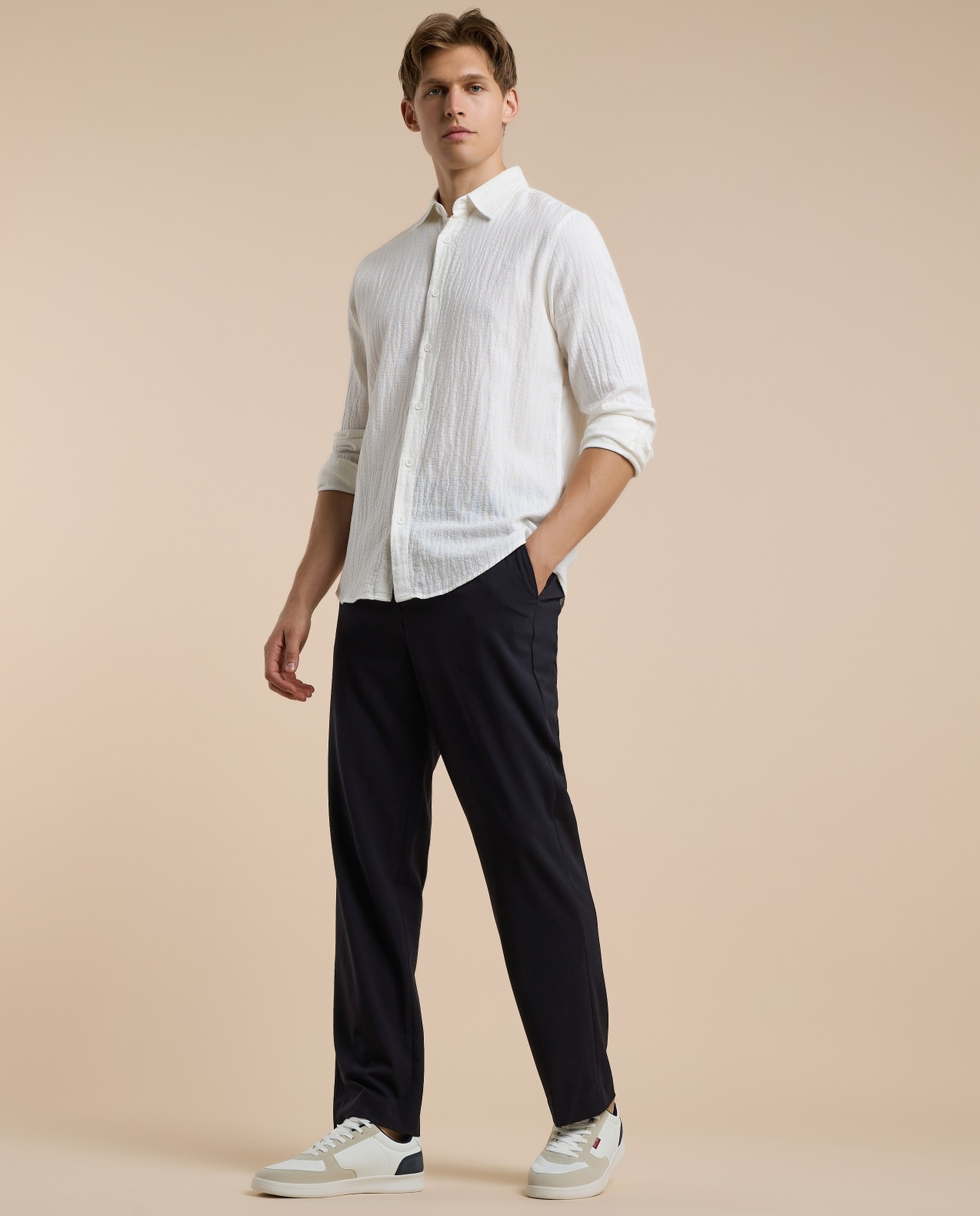 Solid Straight Pants with Button Closure