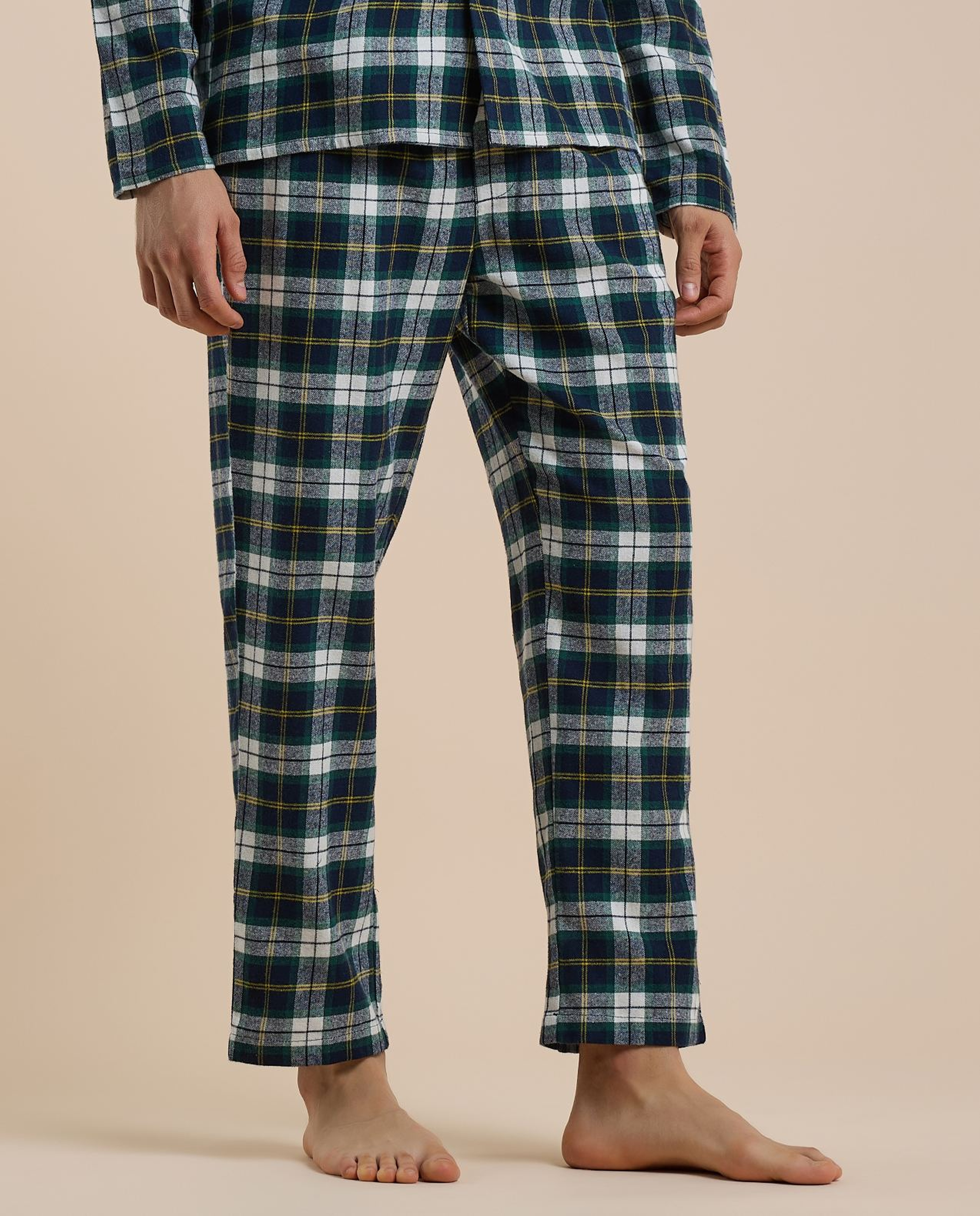 Plaid Lapel Collar Pyjama Set