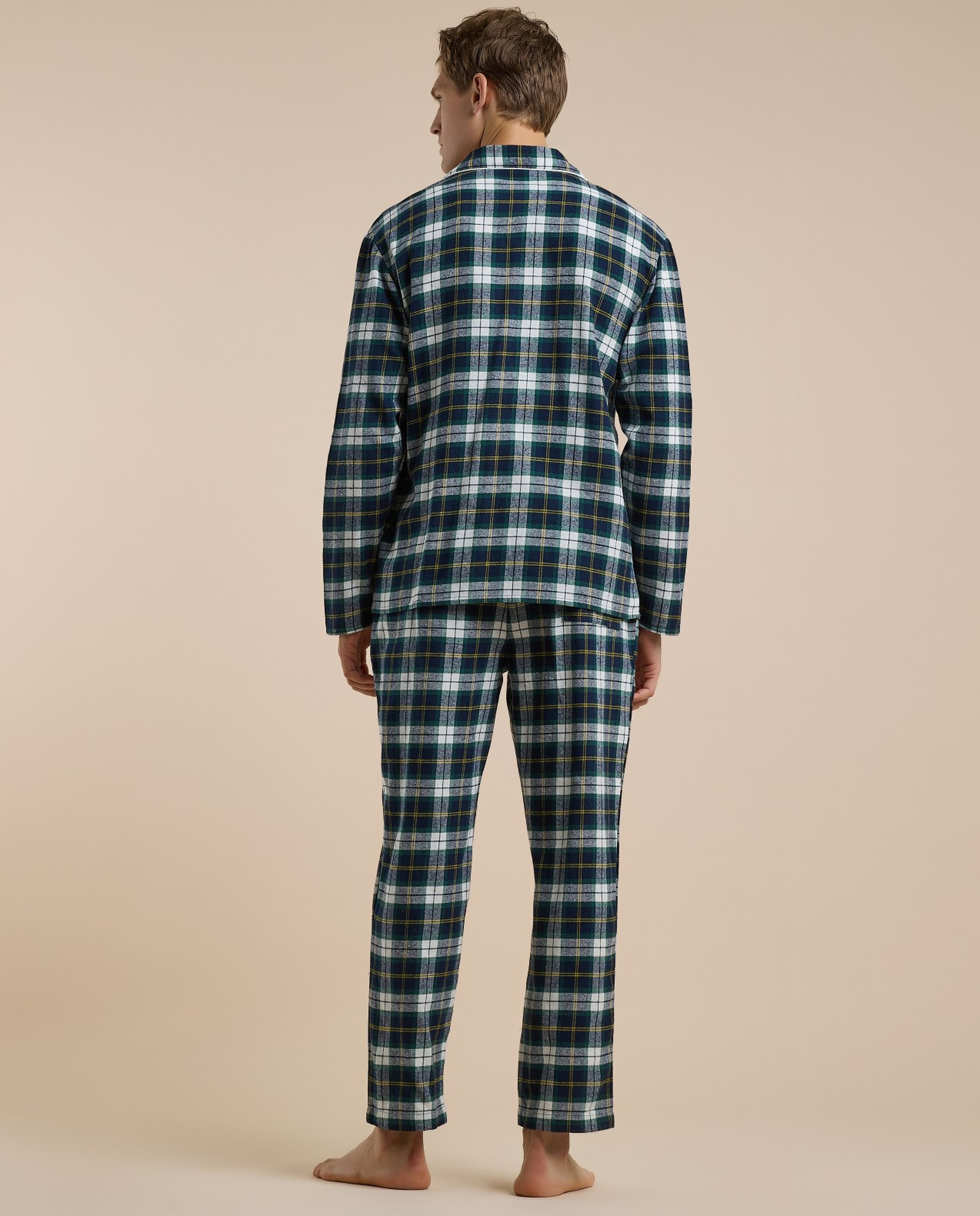 Plaid Lapel Collar Pyjama Set
