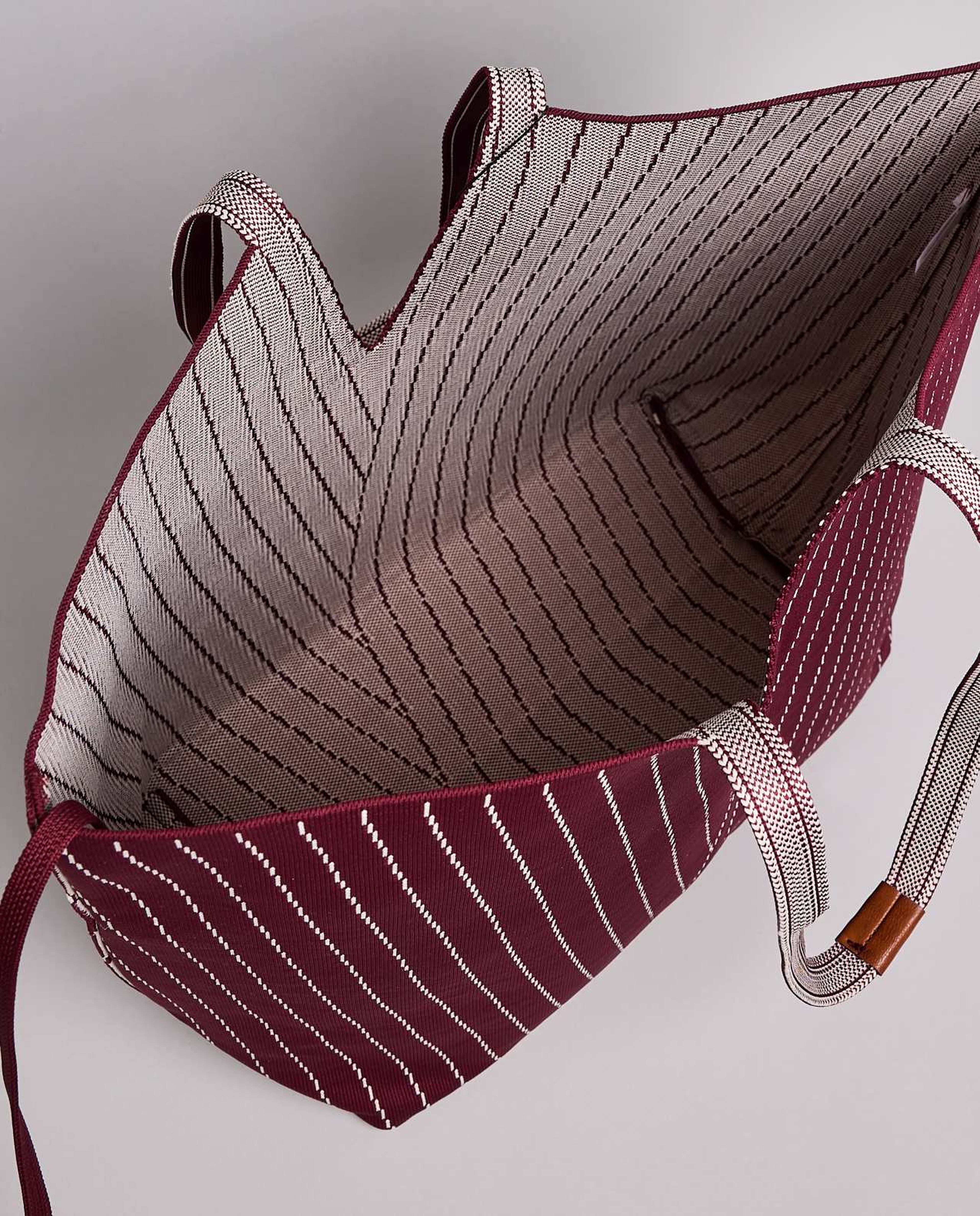 Striped Canvas Tote Bag with Pouch