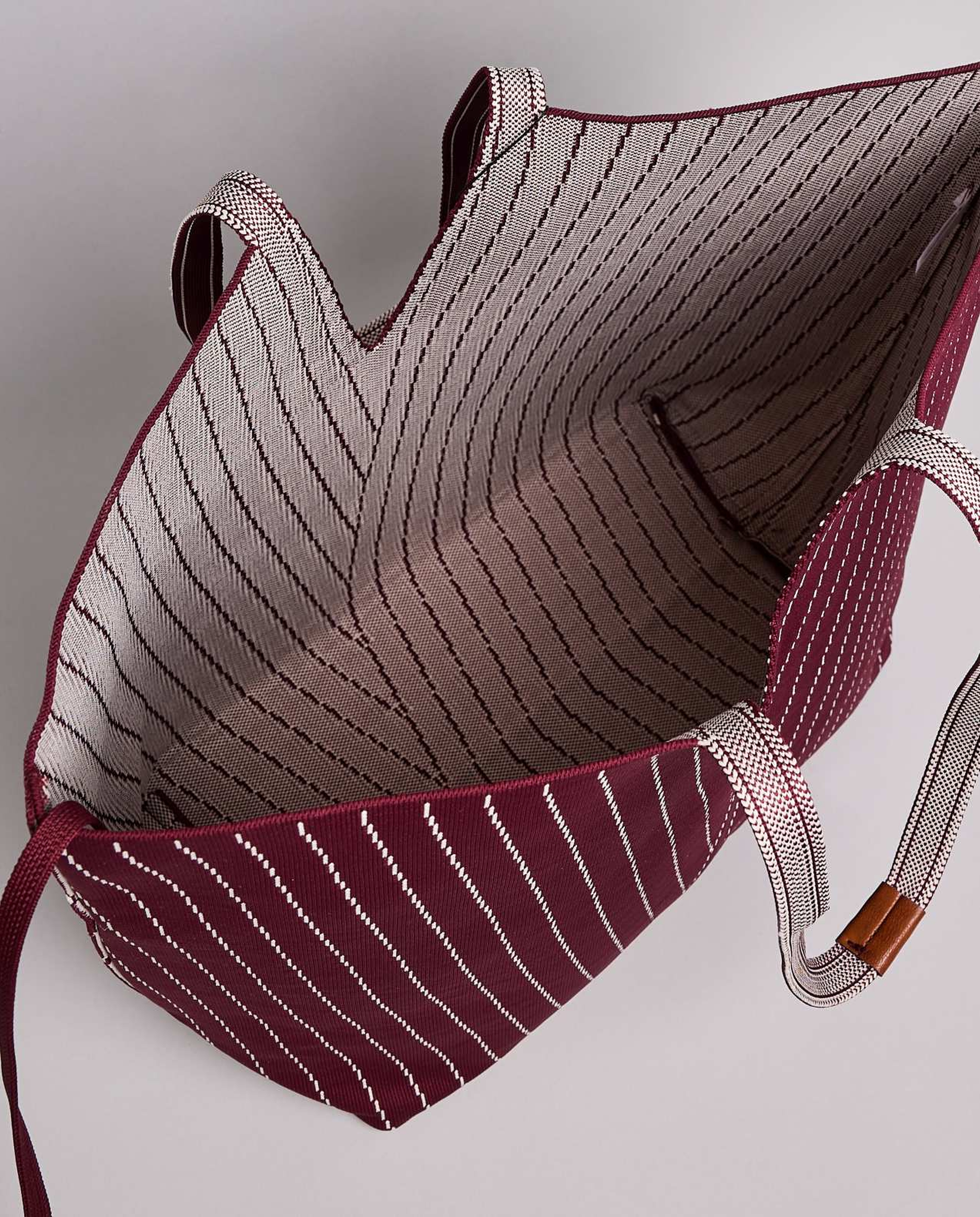 Striped Canvas Tote Bag with Pouch