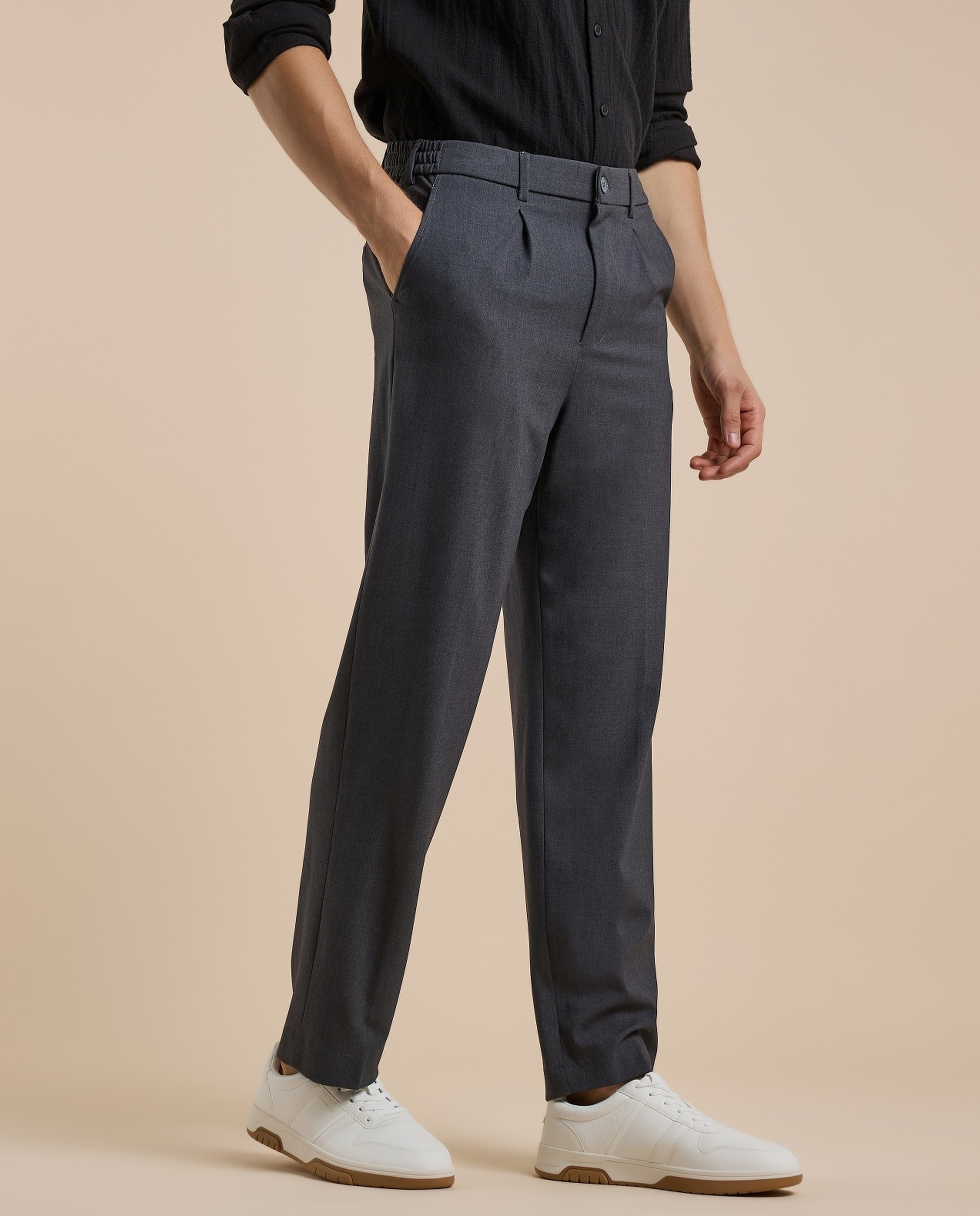 Solid Straight Pants with Button Closure