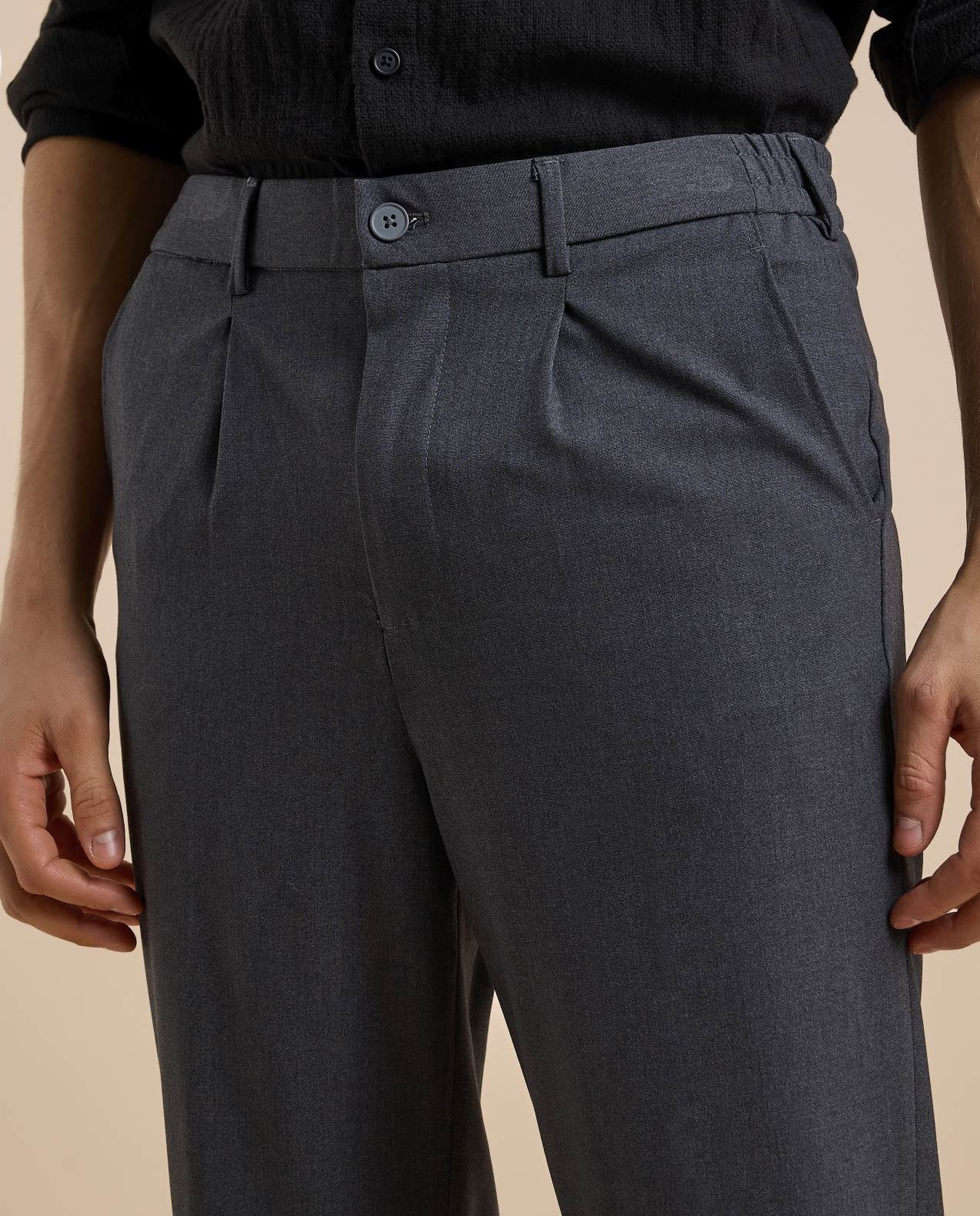 Solid Straight Pants with Button Closure