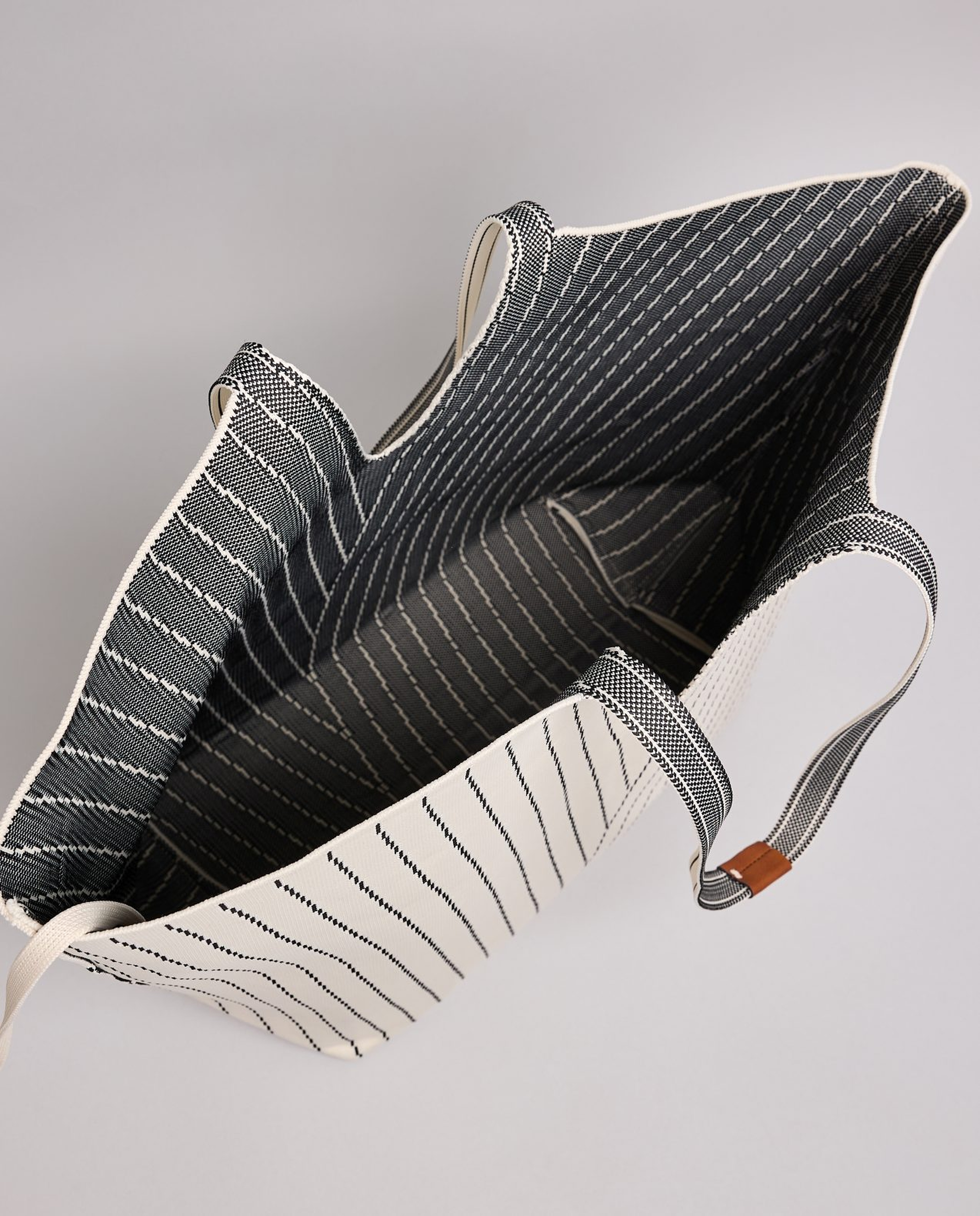 Striped Canvas Tote Bag with Pouch