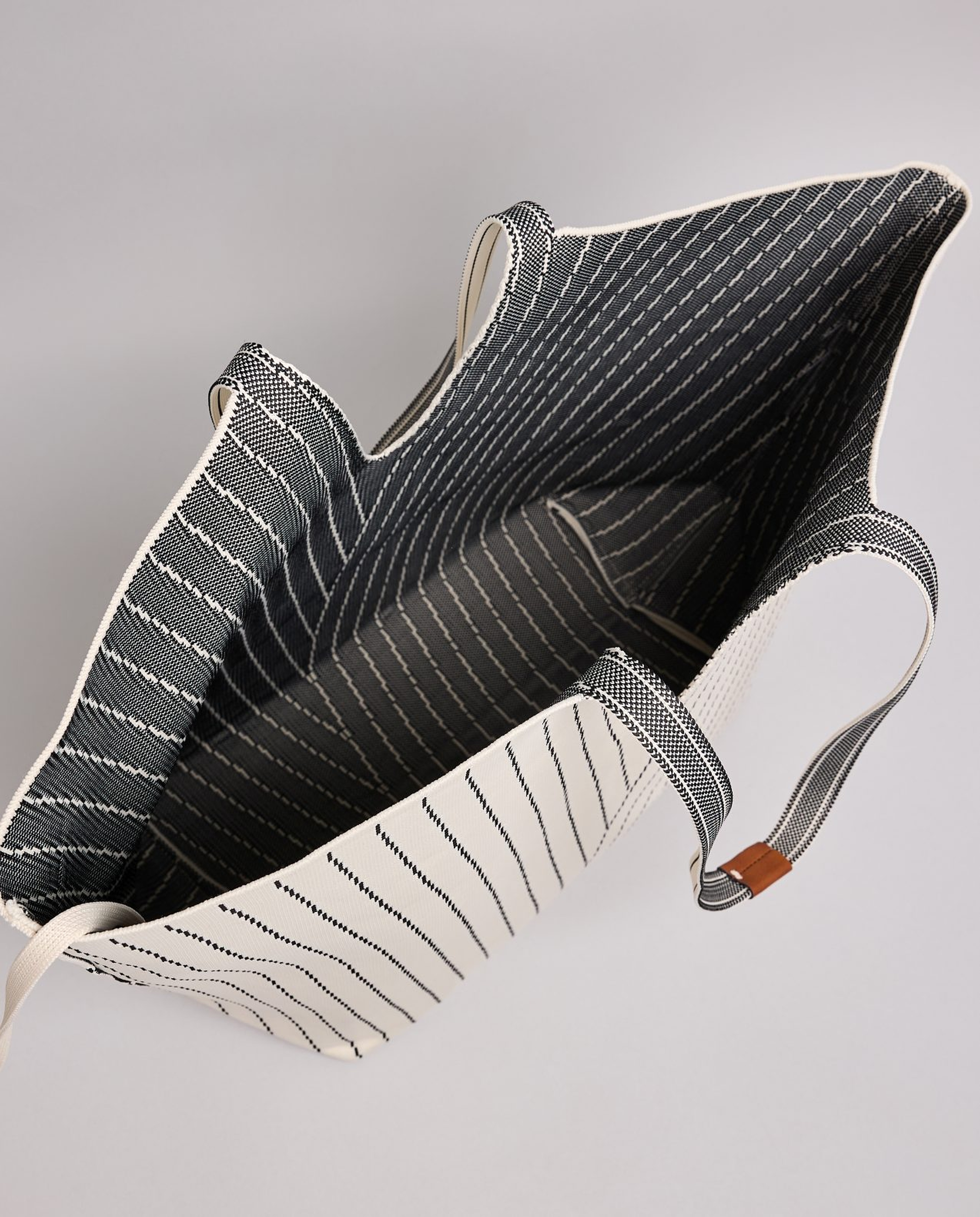 Striped Canvas Tote Bag with Pouch