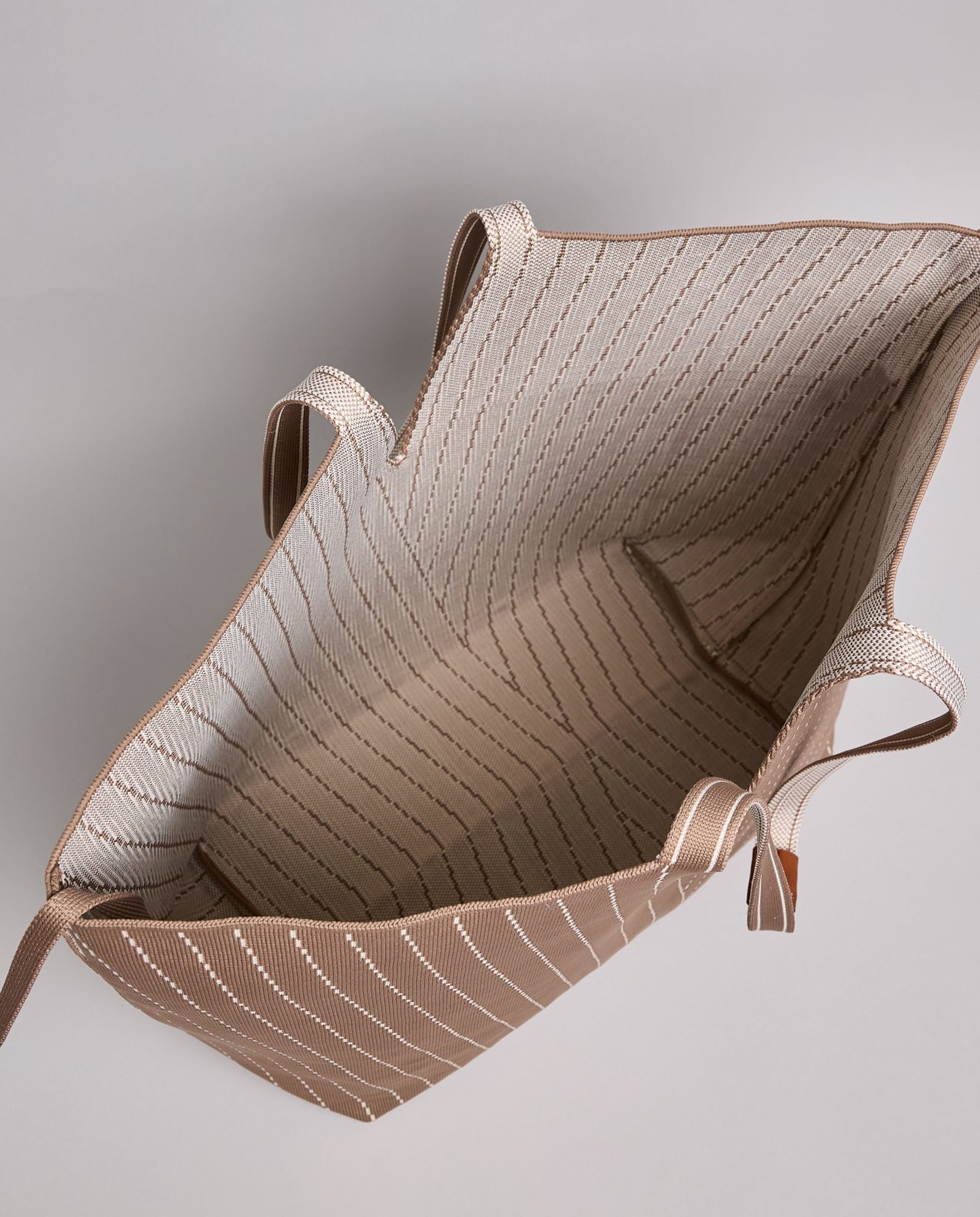 Striped Canvas Tote Bag with Pouch