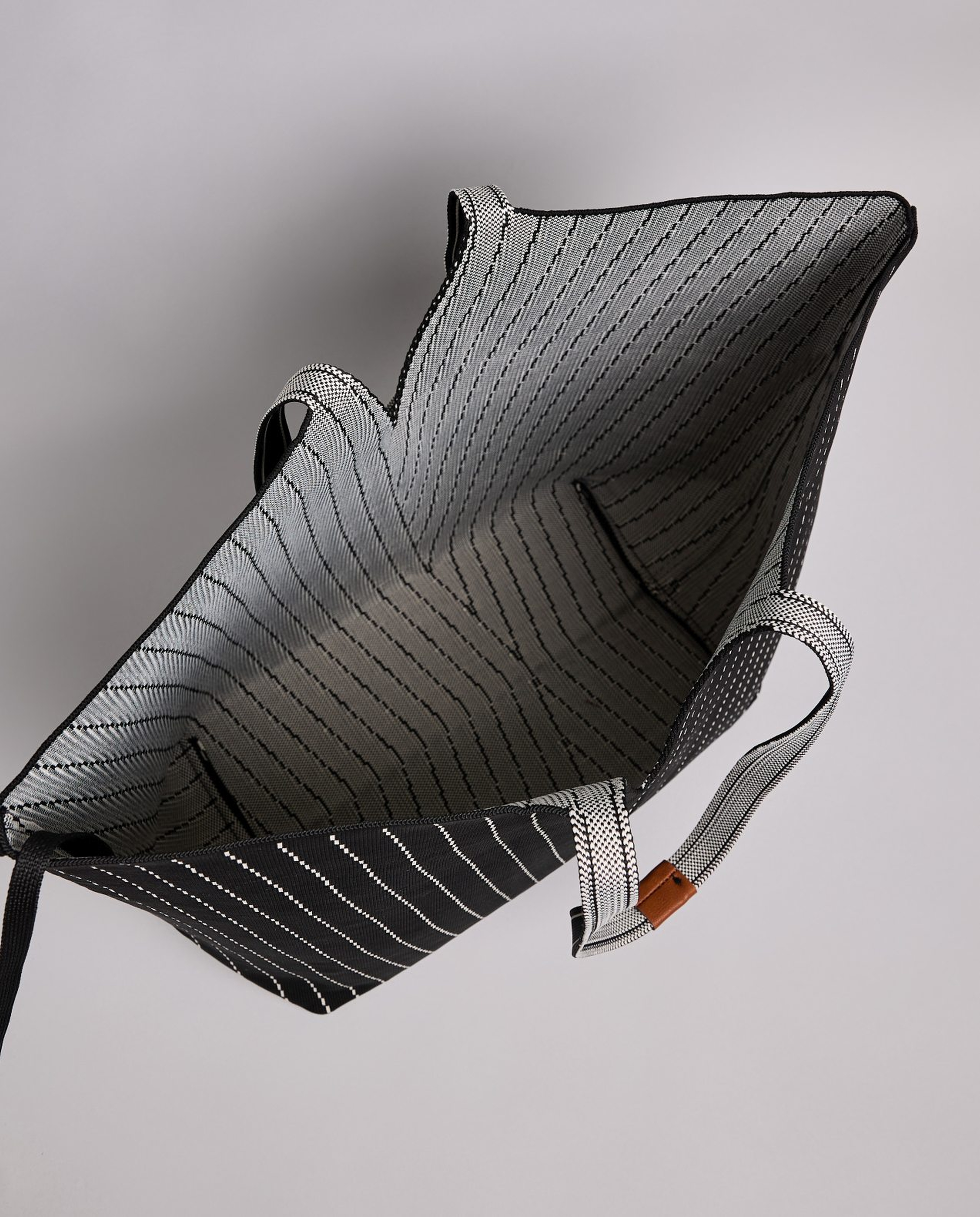 Striped Canvas Tote Bag with Pouch